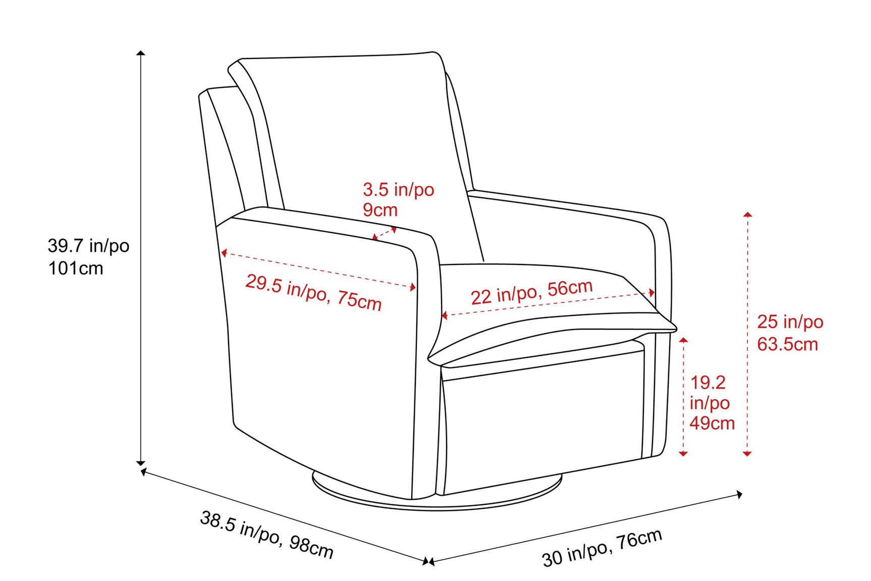 Milo Sheepskin-Finish Fabric Swivel Recliner Chair