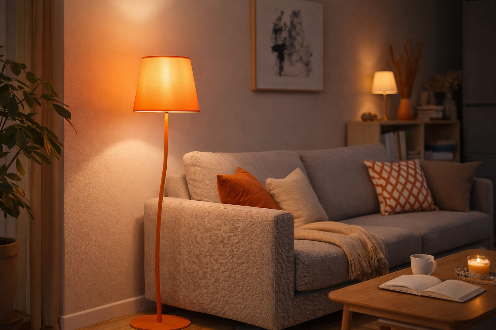 NICOLA Orange Mid-Century Modern Night Lamp for Bedroom, Living Room & Office – Retro Accent Lighting