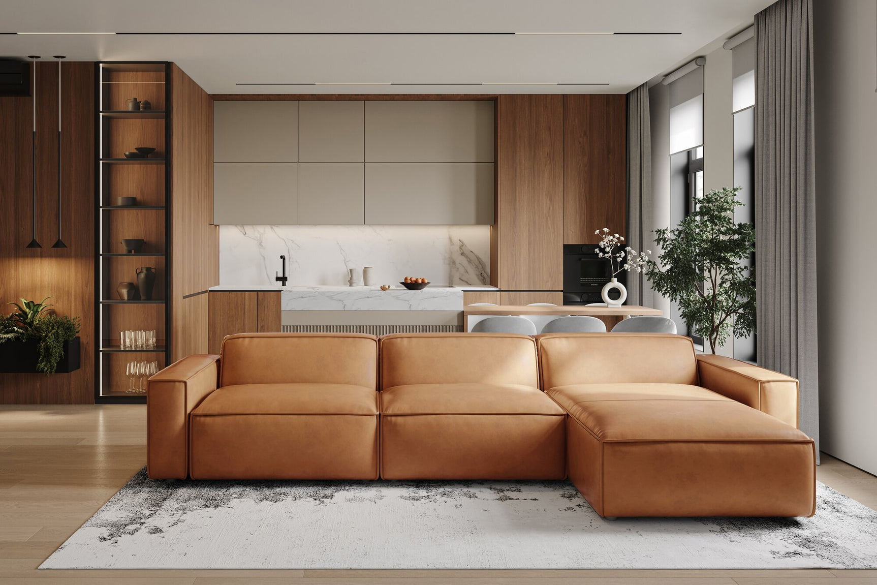 Nathan Leather Modular Sectional Sofa