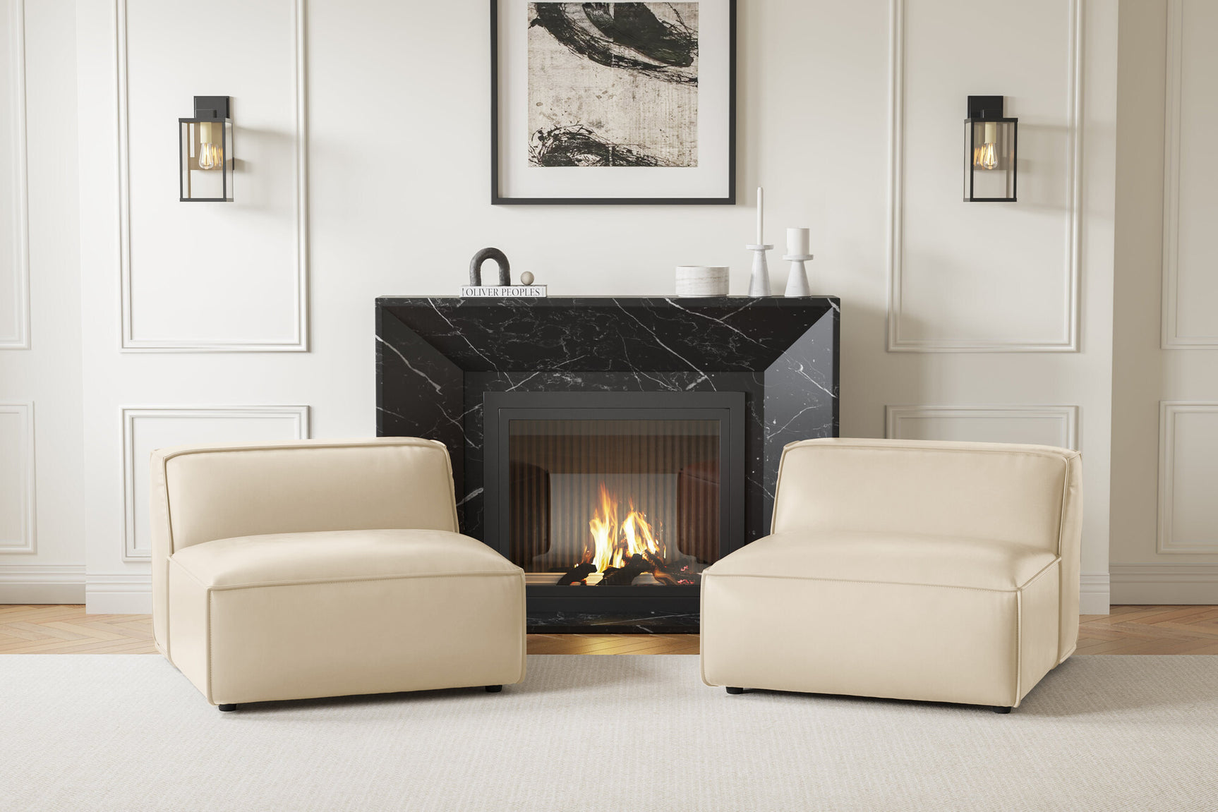 Nathan Leather Armless Sofa Module