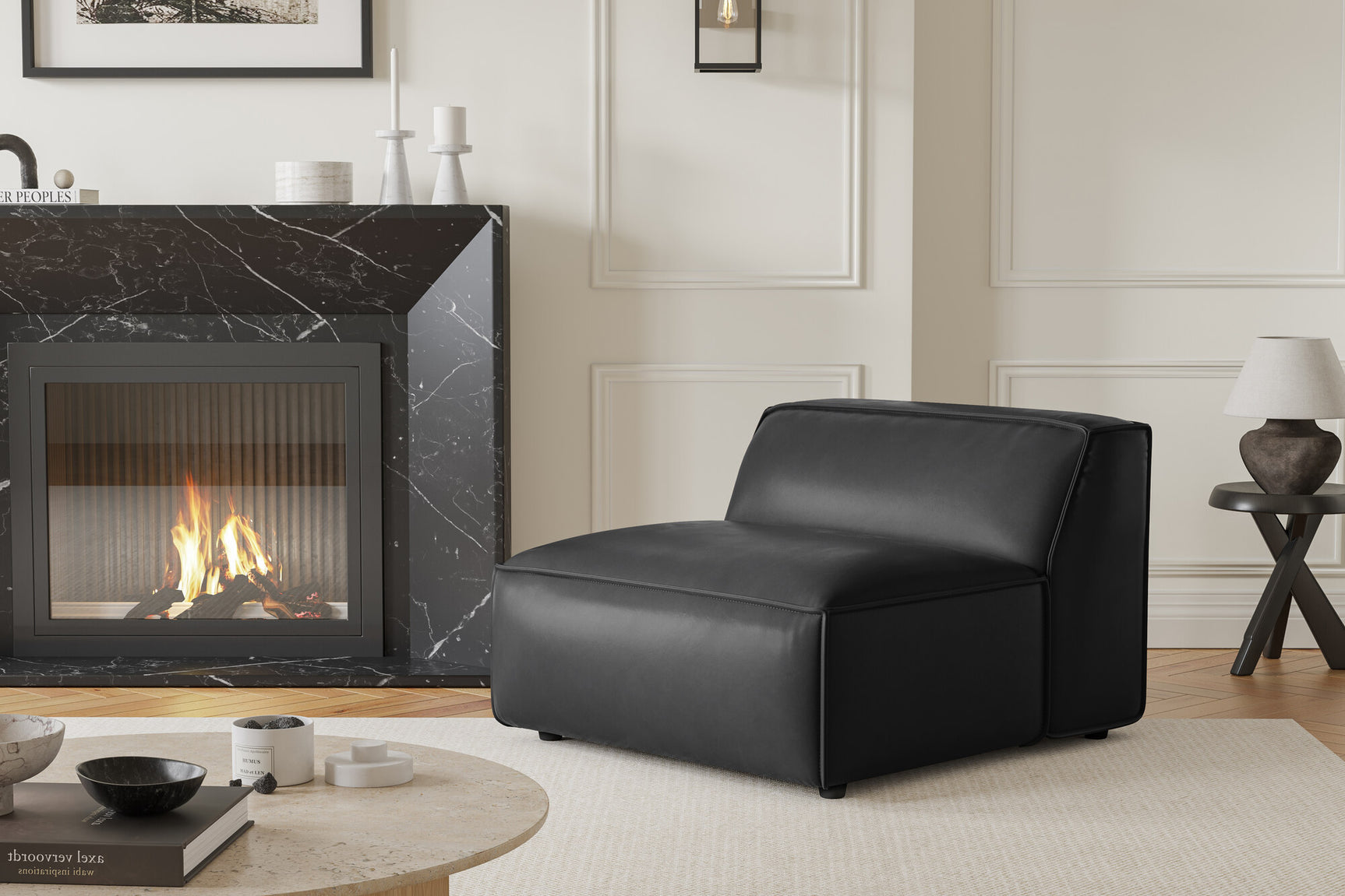 Nathan Leather Armless Sofa Module