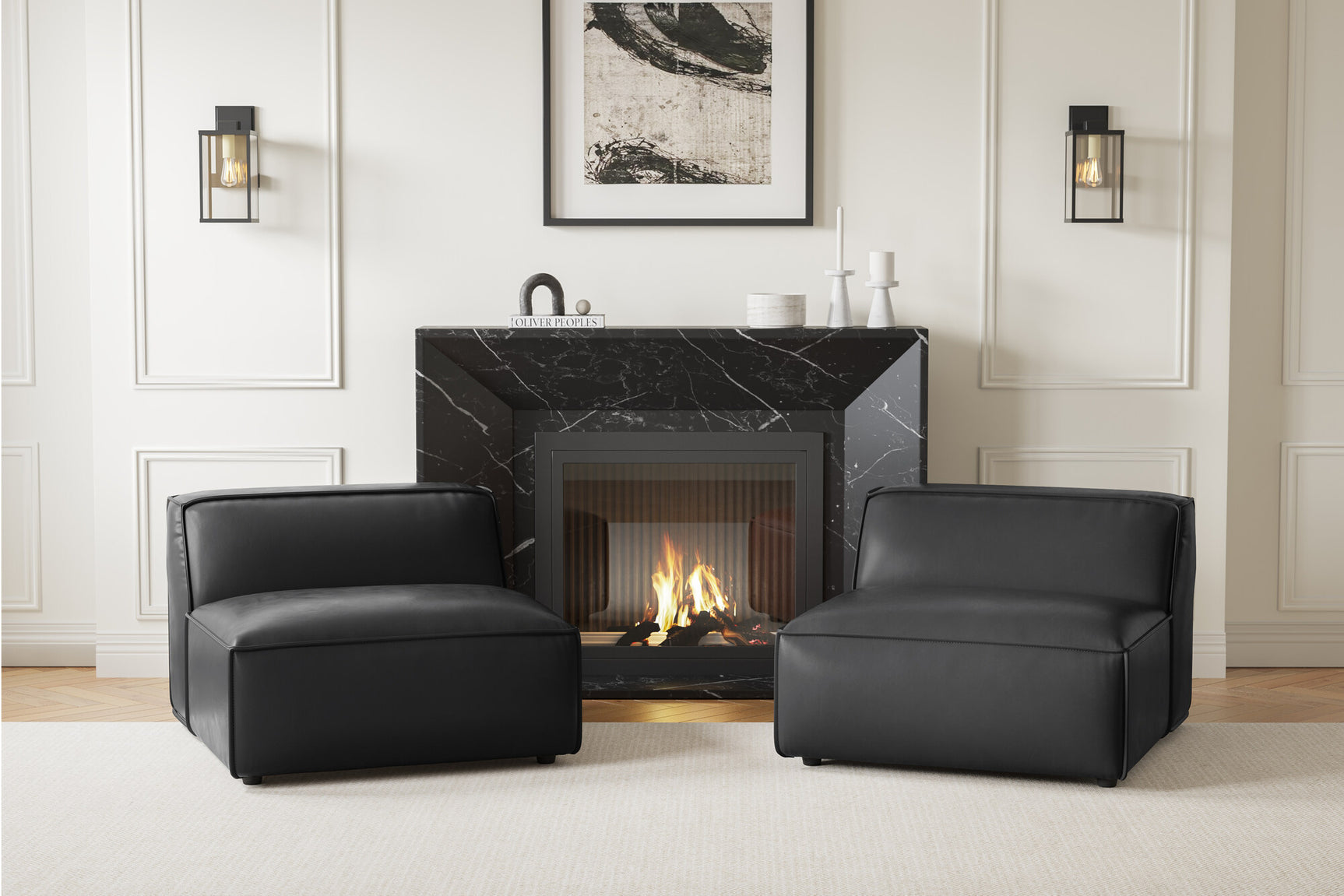 Nathan Leather Armless Sofa Module