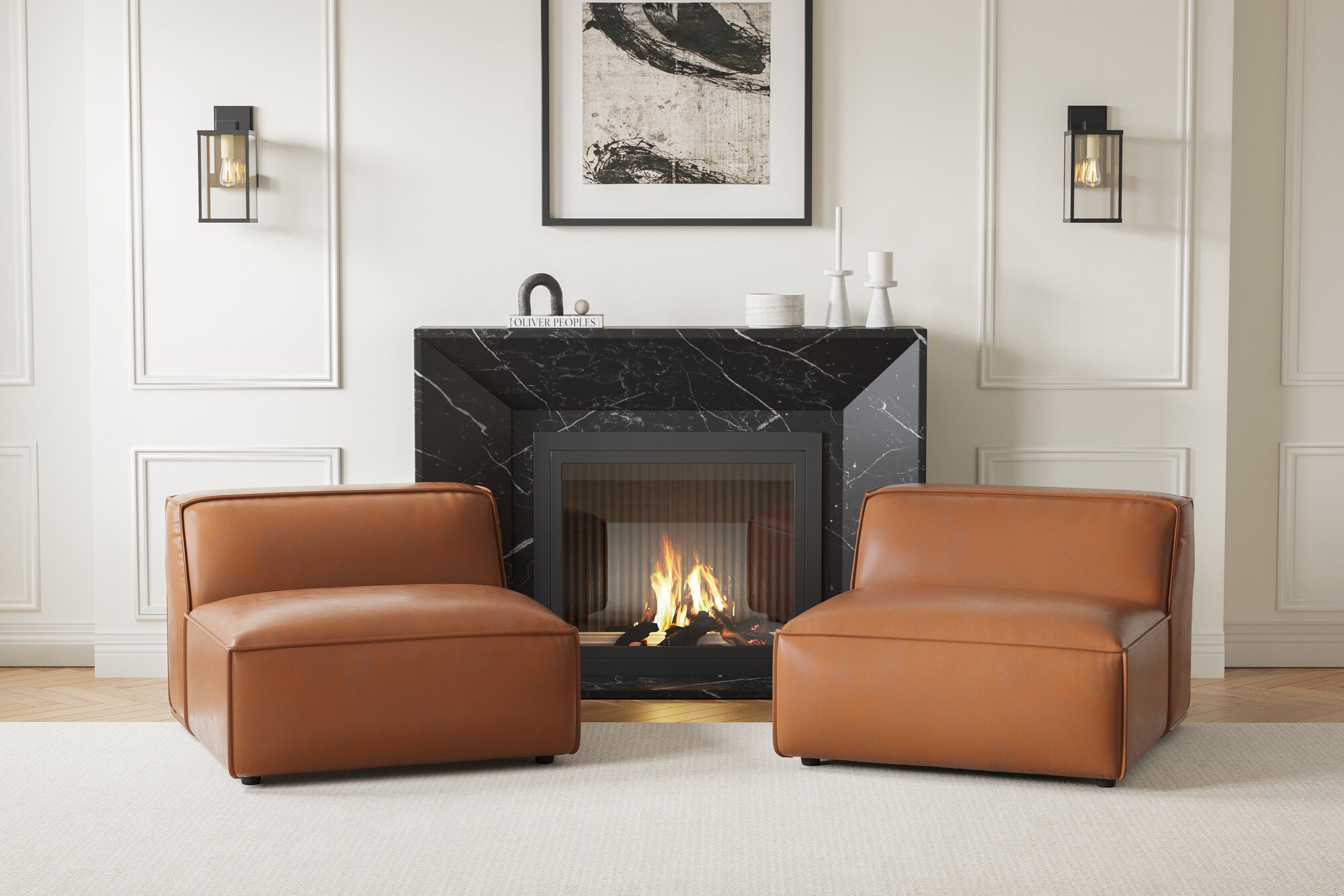 Nathan Leather Armless Sofa Module