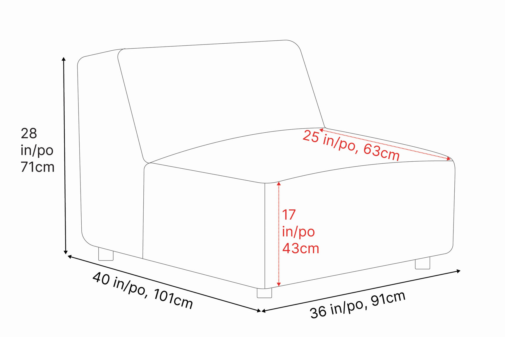Nathan Leather Armless Sofa Module