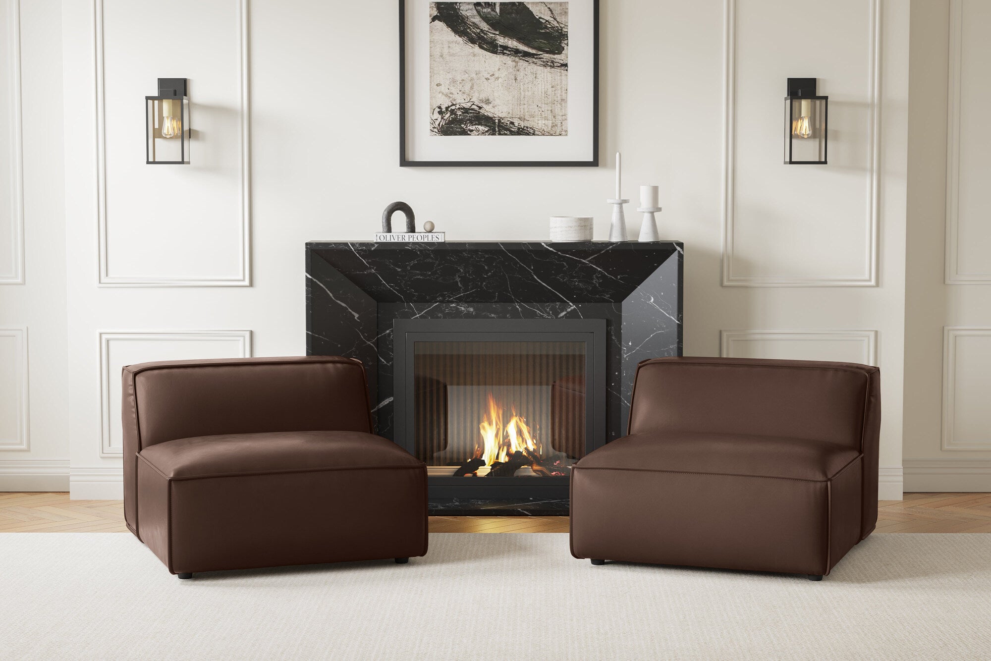 Nathan Leather Armless Sofa Module