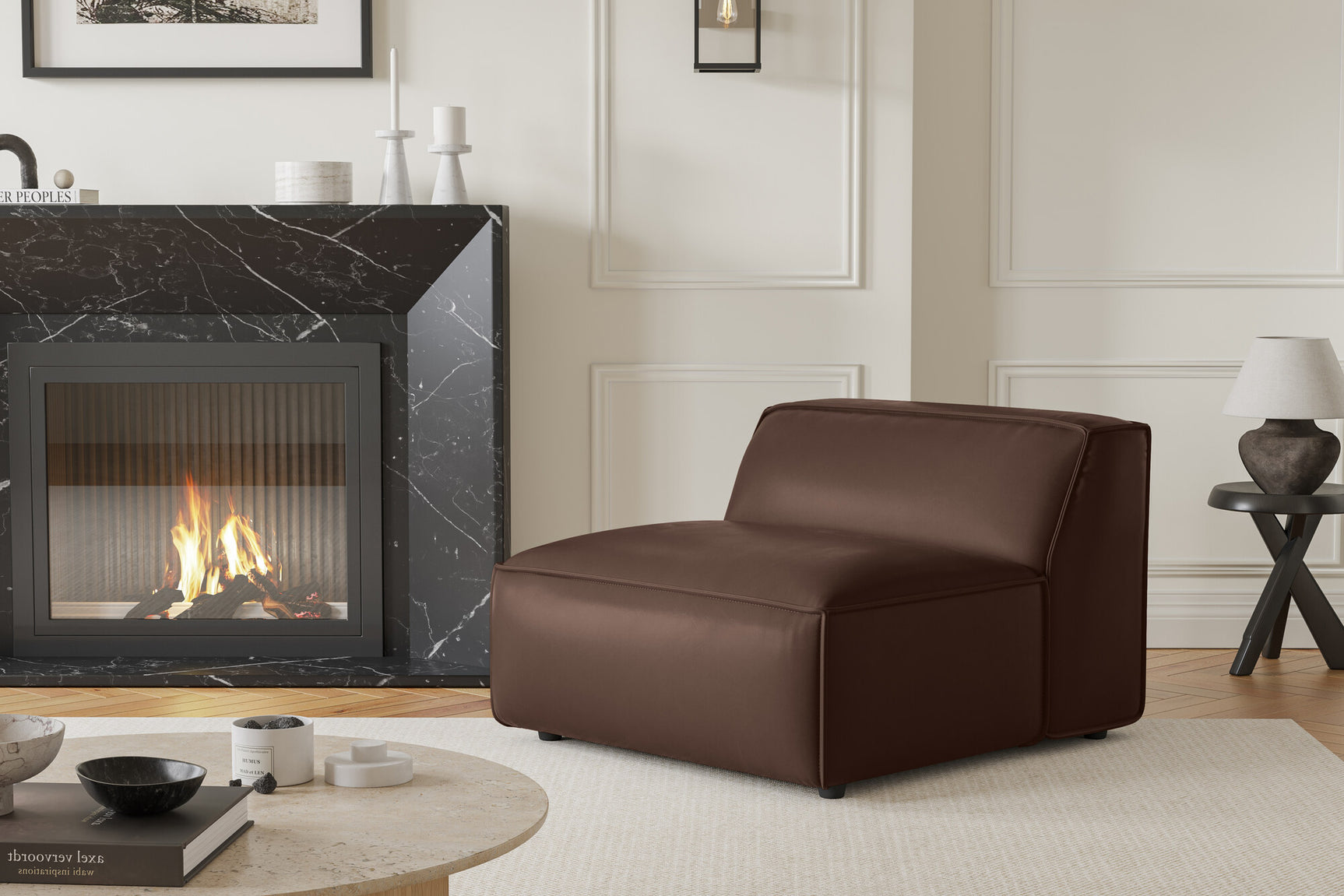 Nathan Leather Armless Sofa Module