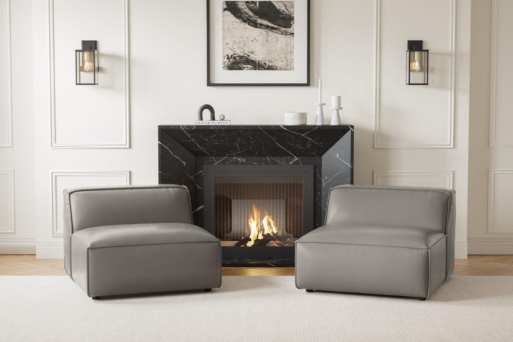 Nathan Leather Armless Sofa Module