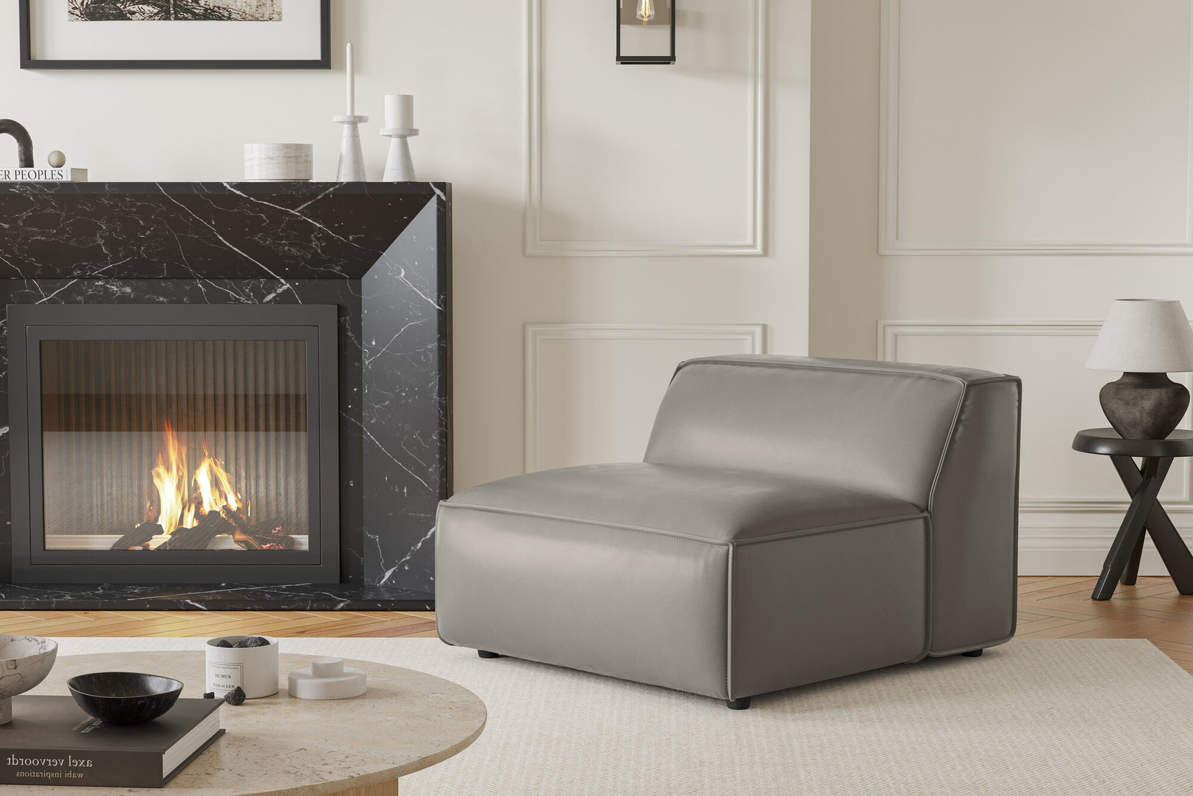 Nathan Leather Armless Sofa Module