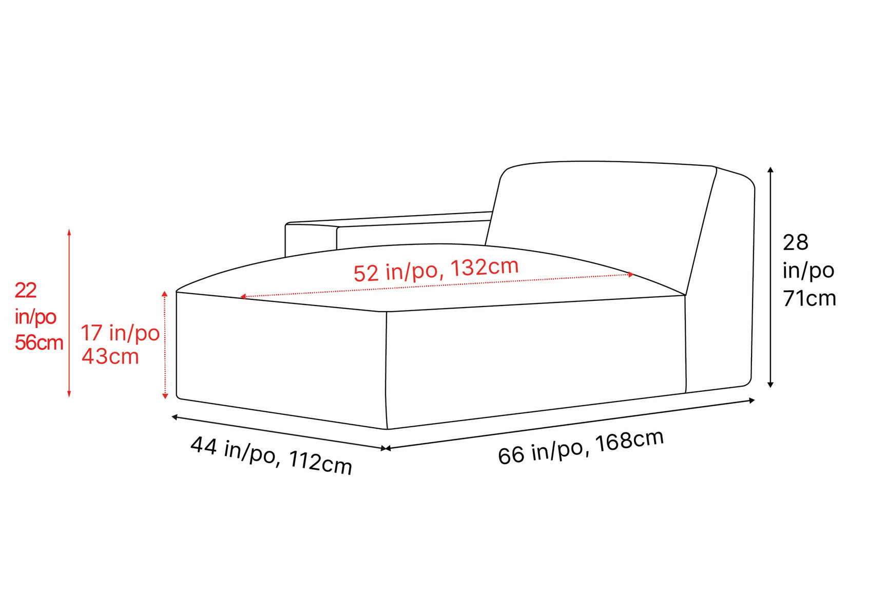 Nathan Leather Left Chaise Sofa Module
