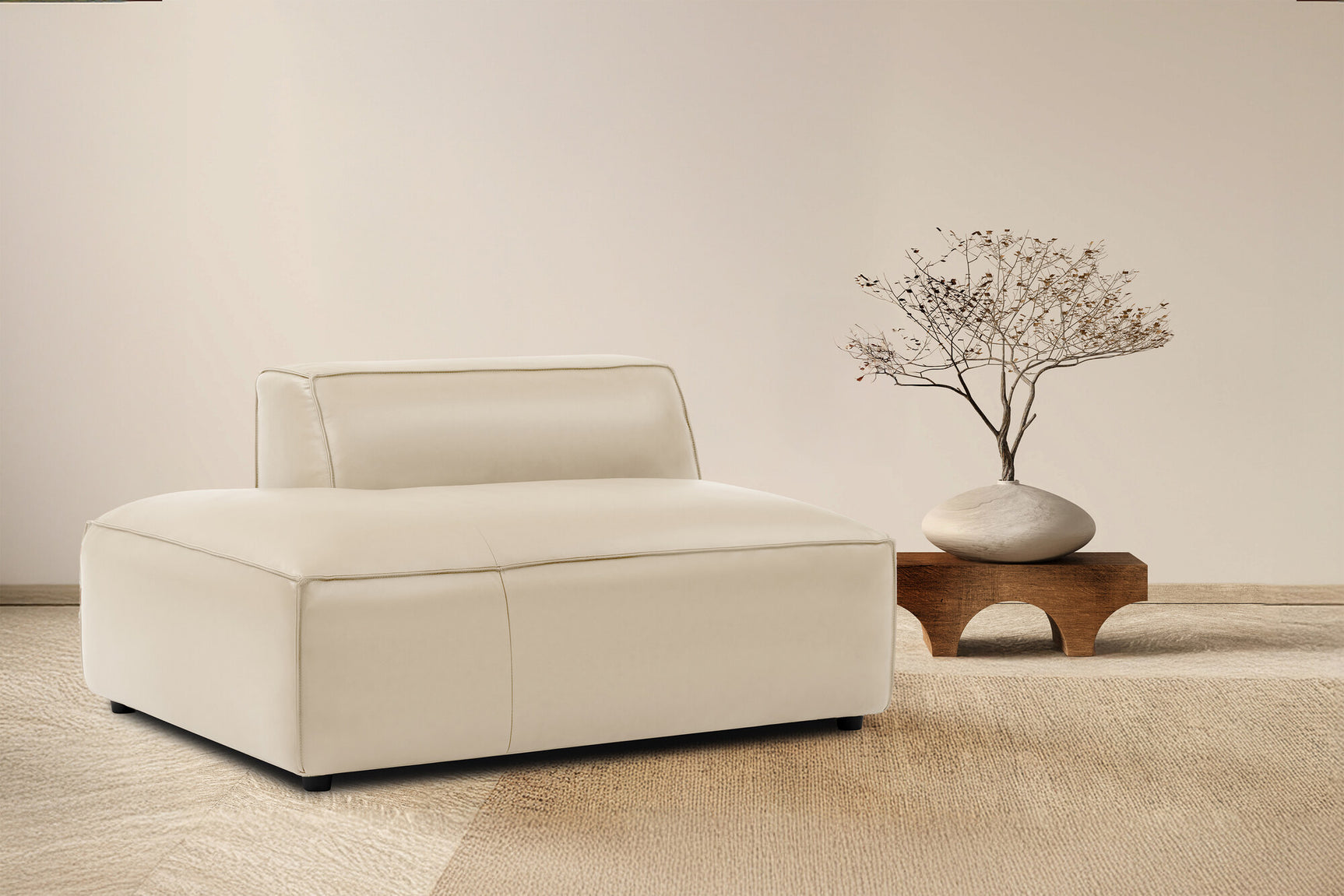 Nathan Leather Left Open-End Sofa Module