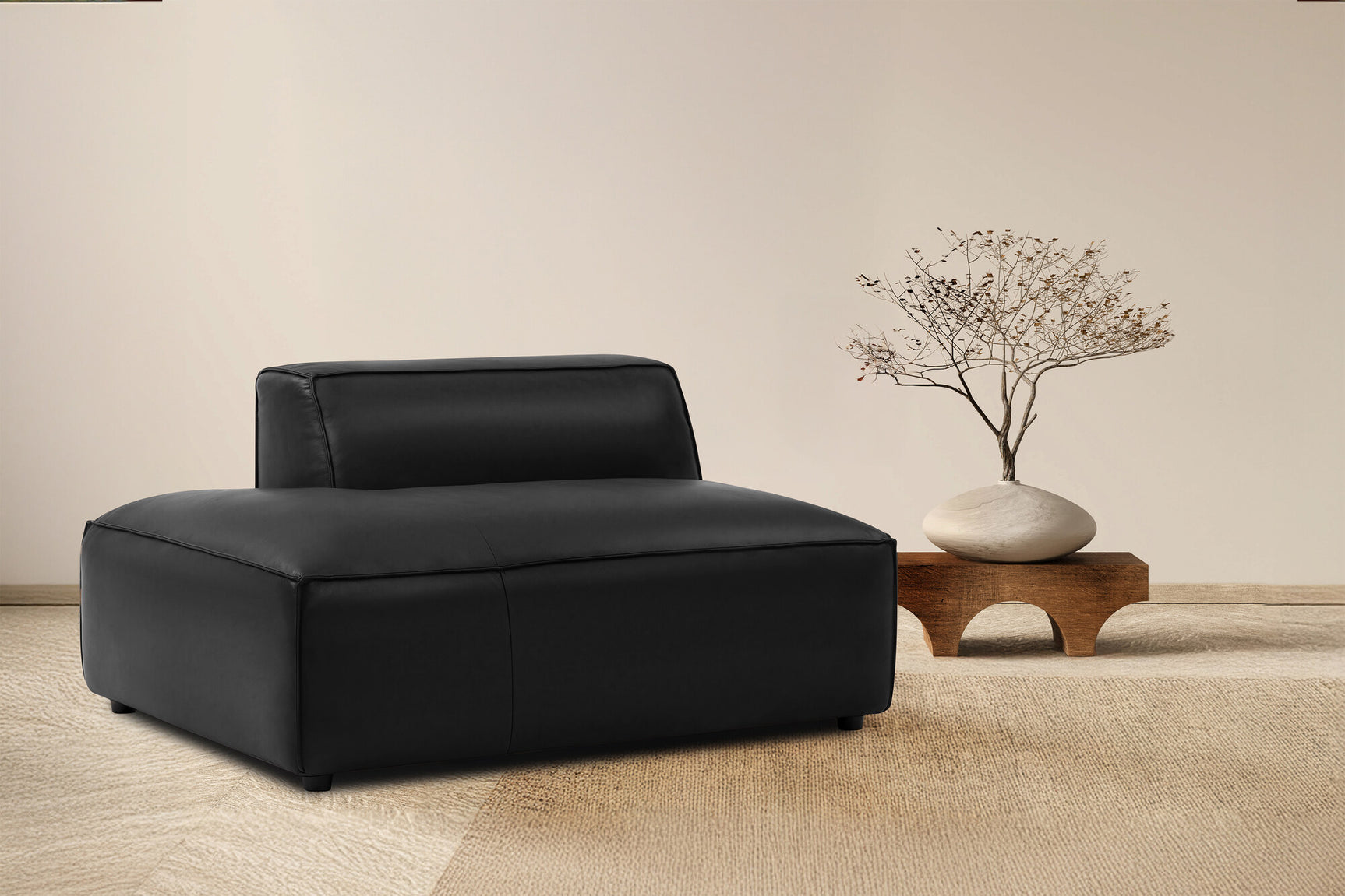 Nathan Leather Left Open-End Sofa Module