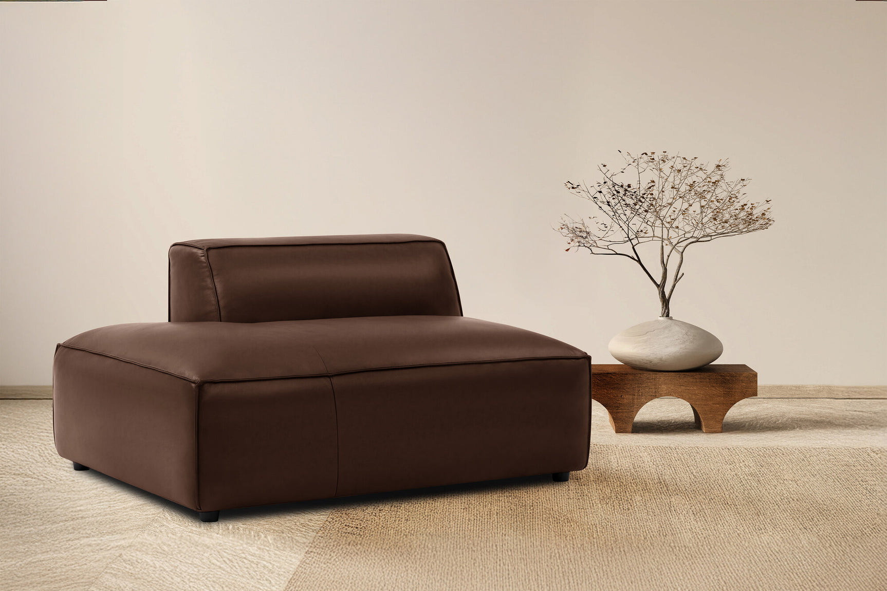 Nathan Leather Left Open-End Sofa Module