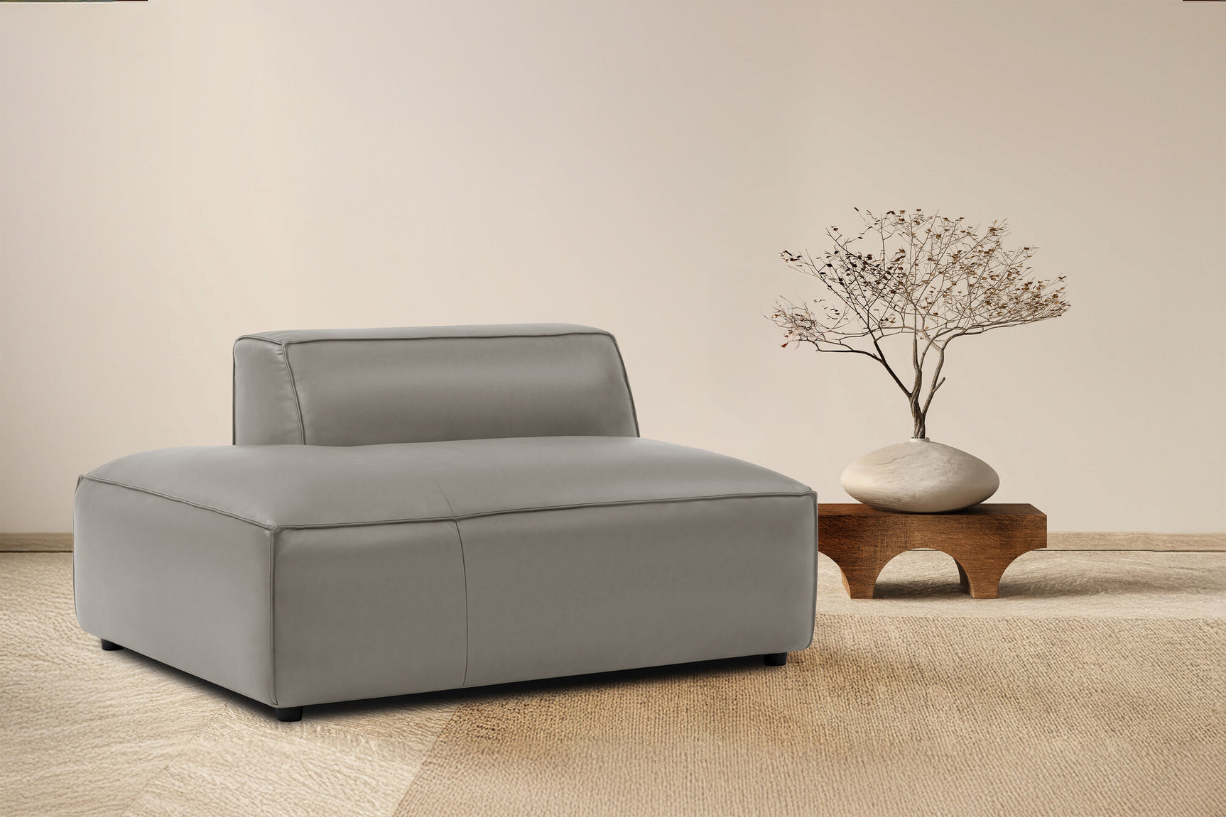 Nathan Leather Left Open-End Sofa Module
