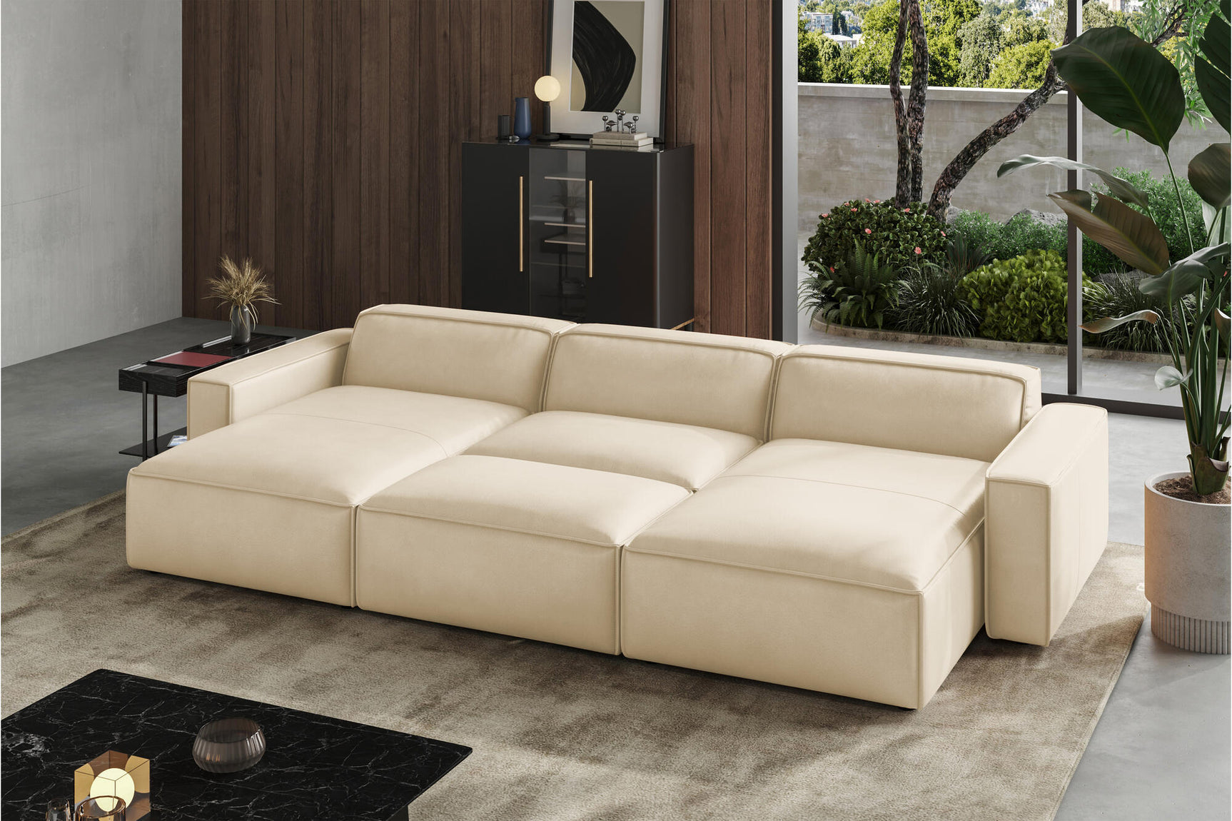 Nathan Leather Modular Bed Sectional Sofa