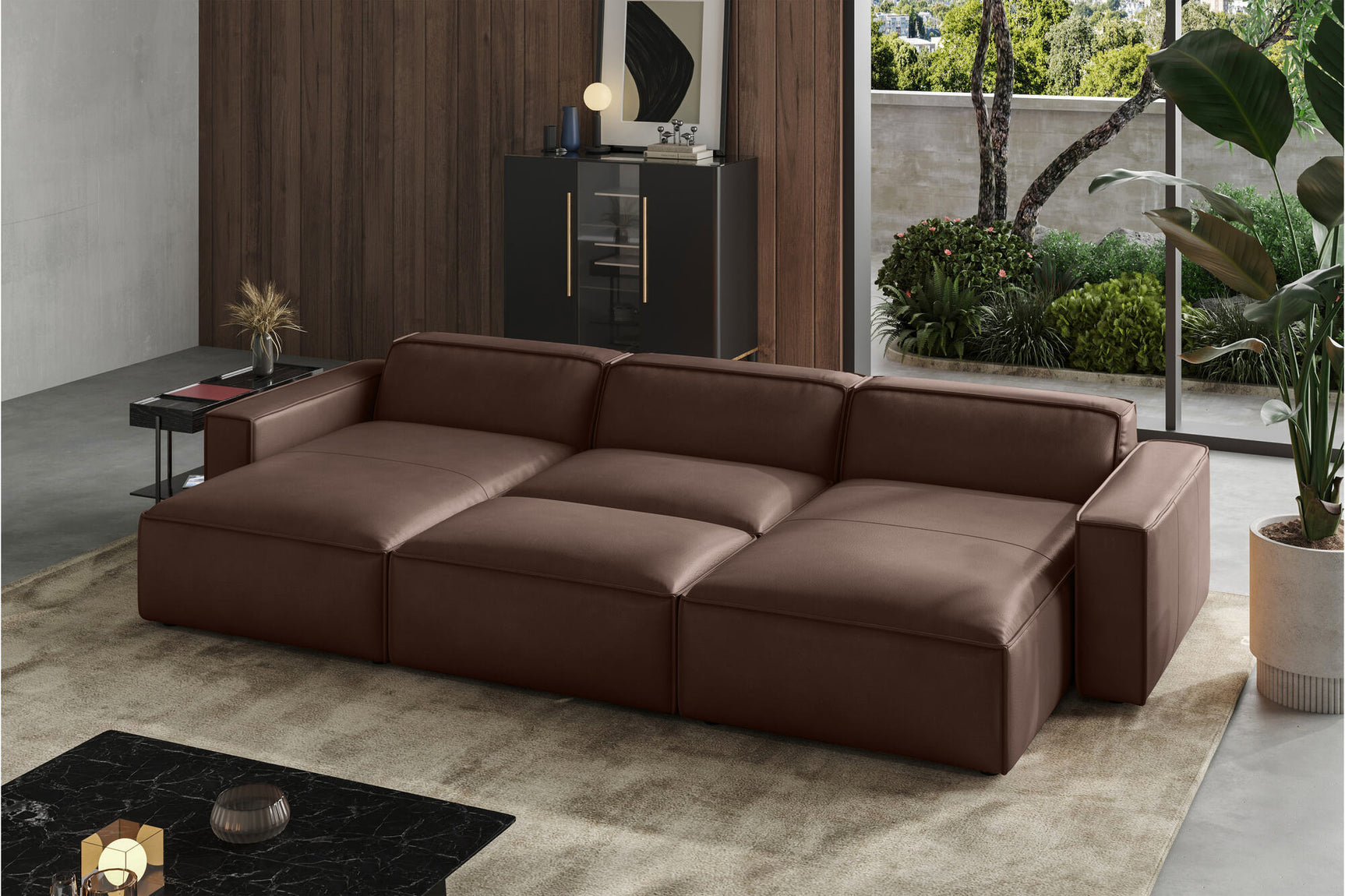 Nathan Leather Modular Bed Sectional Sofa