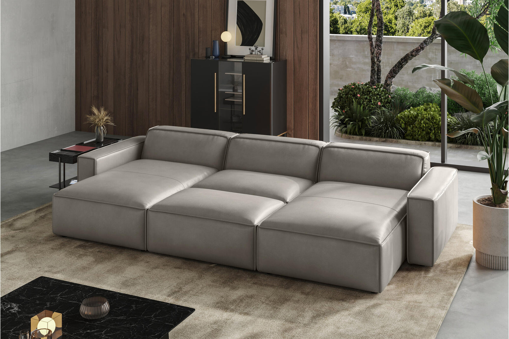 Nathan Leather Modular Bed Sectional Sofa