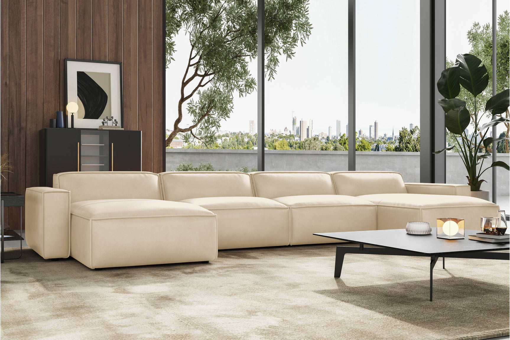 Nathan Leather Modular Sectional Sofa