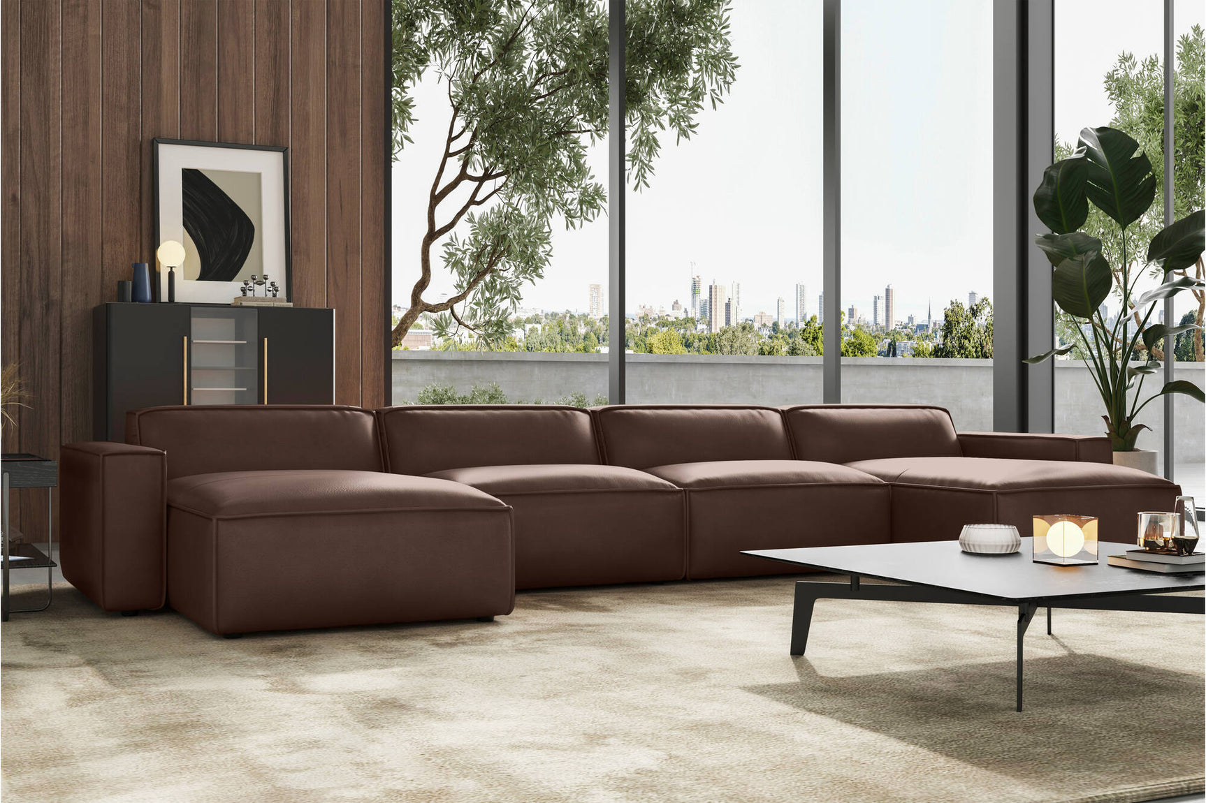 Nathan Leather Modular Sectional Sofa