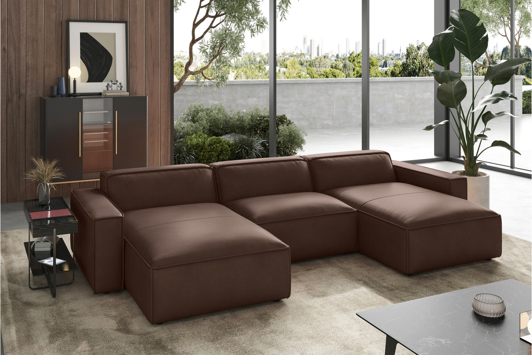 Nathan Leather Modular Sectional Sofa
