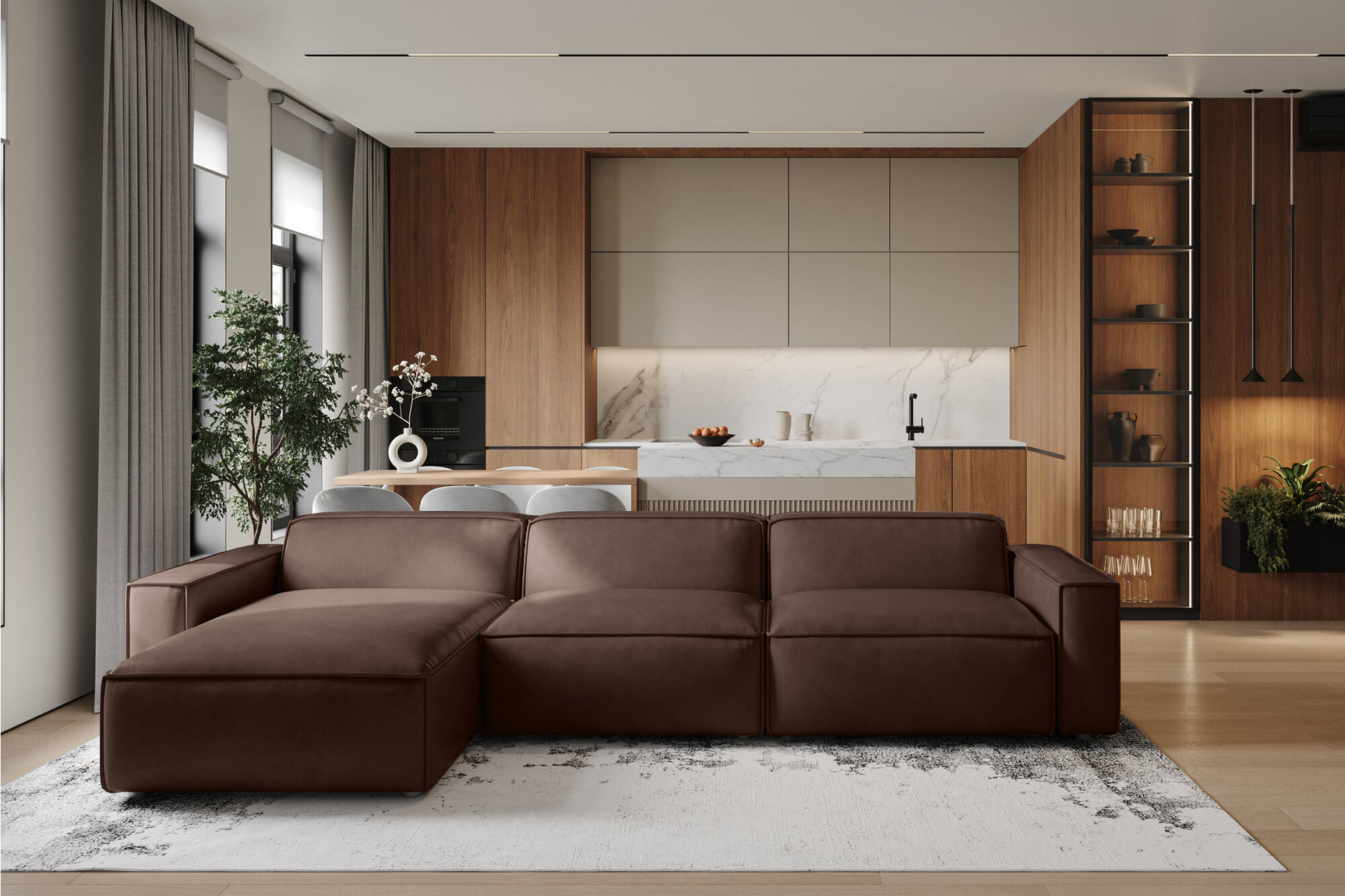 Nathan Leather Modular Sectional Sofa