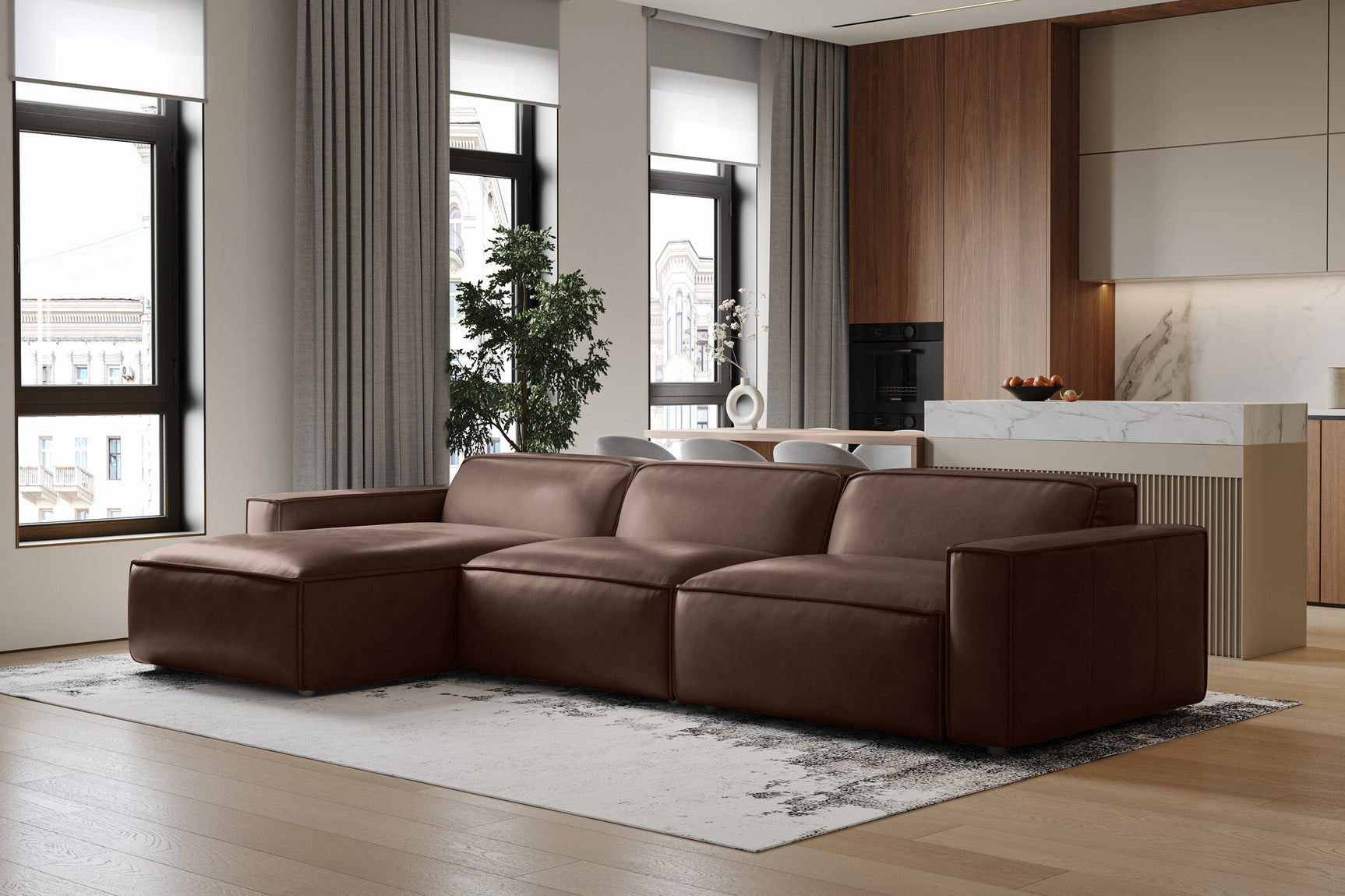 Nathan Leather Modular Sectional Sofa