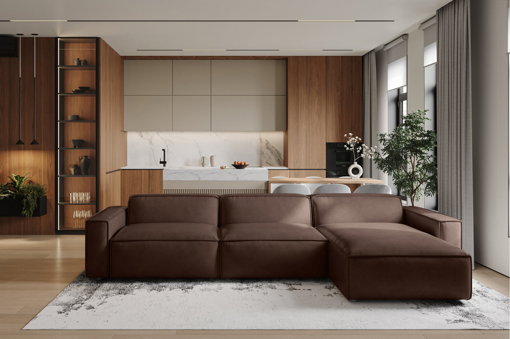 Nathan Leather Modular Sectional Sofa