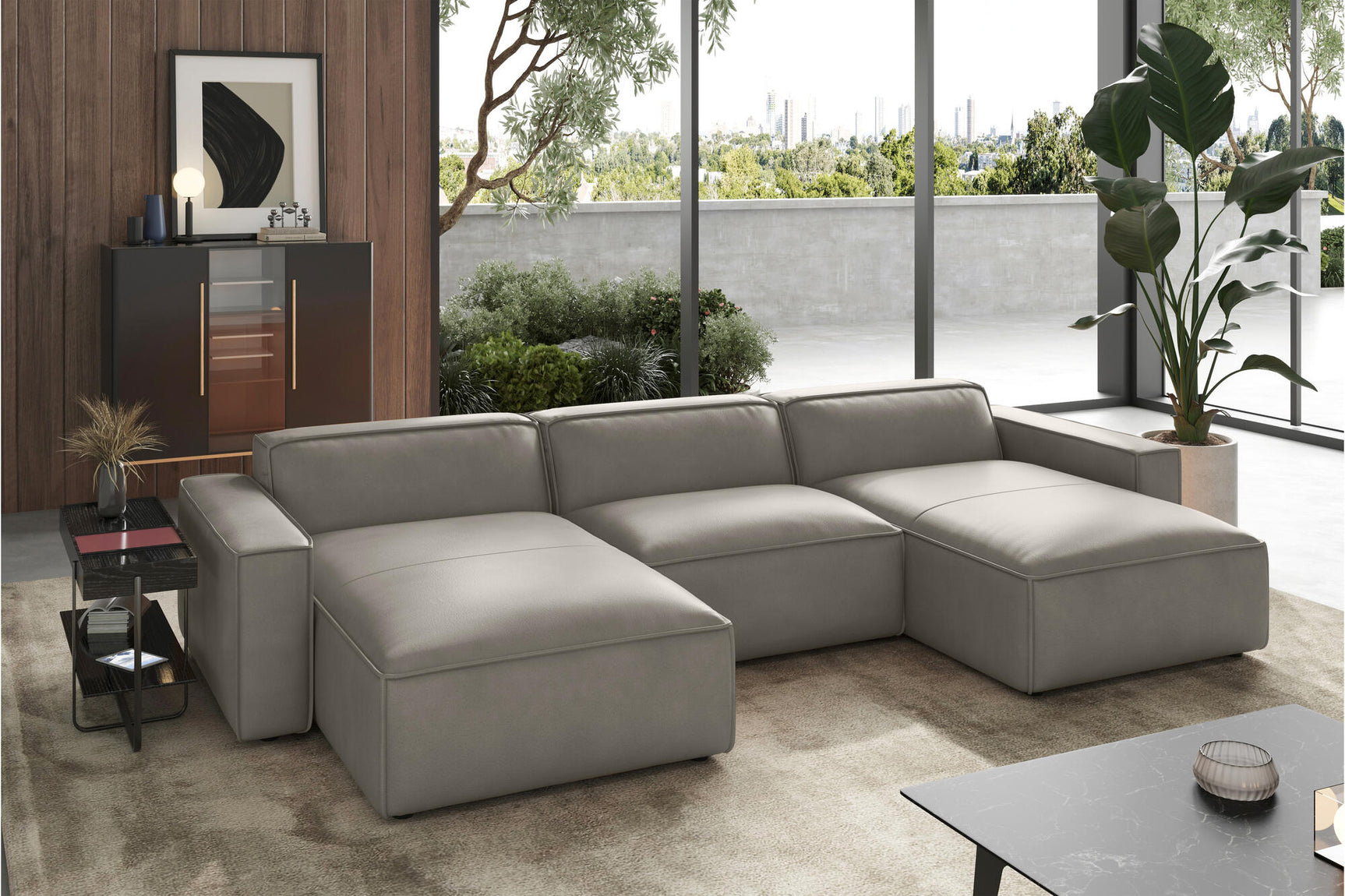 Nathan Leather Modular Sectional Sofa