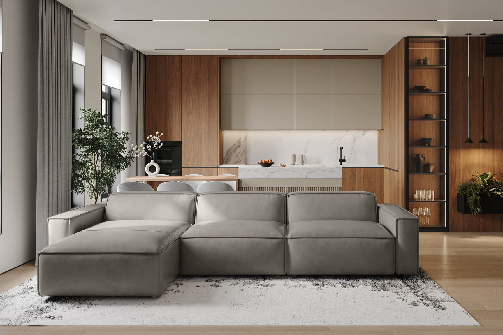 Nathan Leather Modular Sectional Sofa