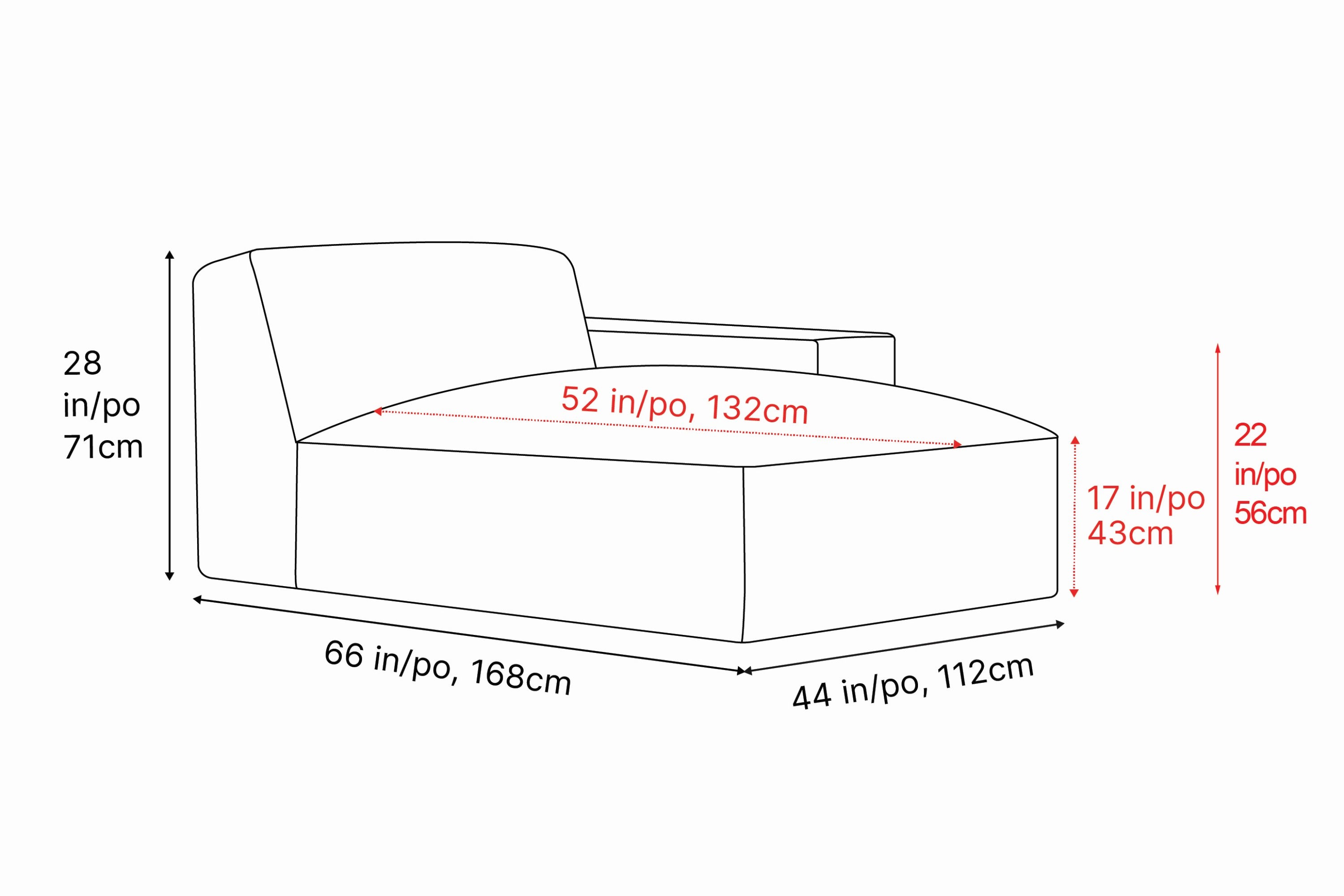 Nathan Leather Right Chaise Sofa Module