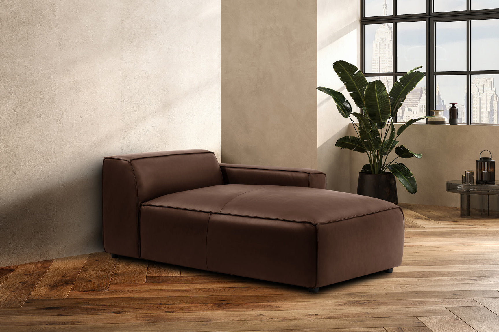 Nathan Leather Right Chaise Sofa Module