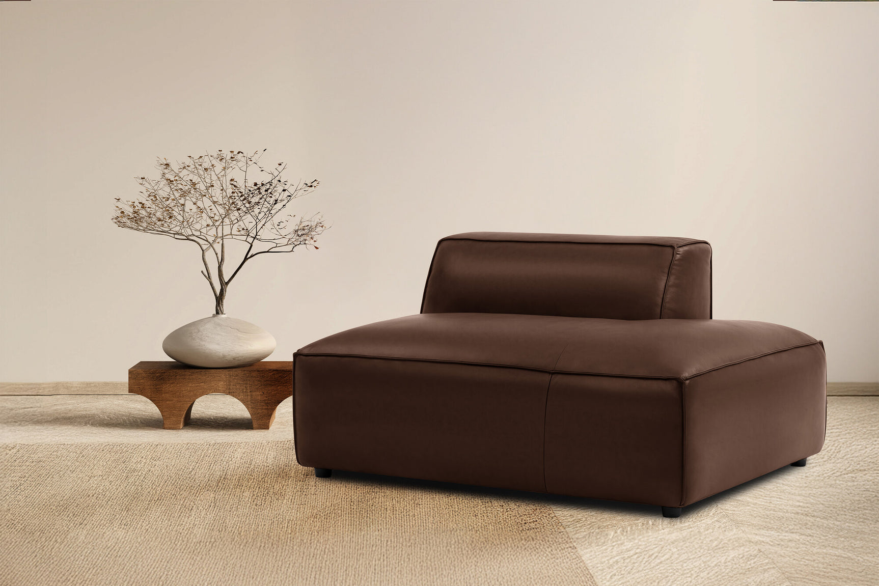 Nathan Leather Right Open-End Sofa Module