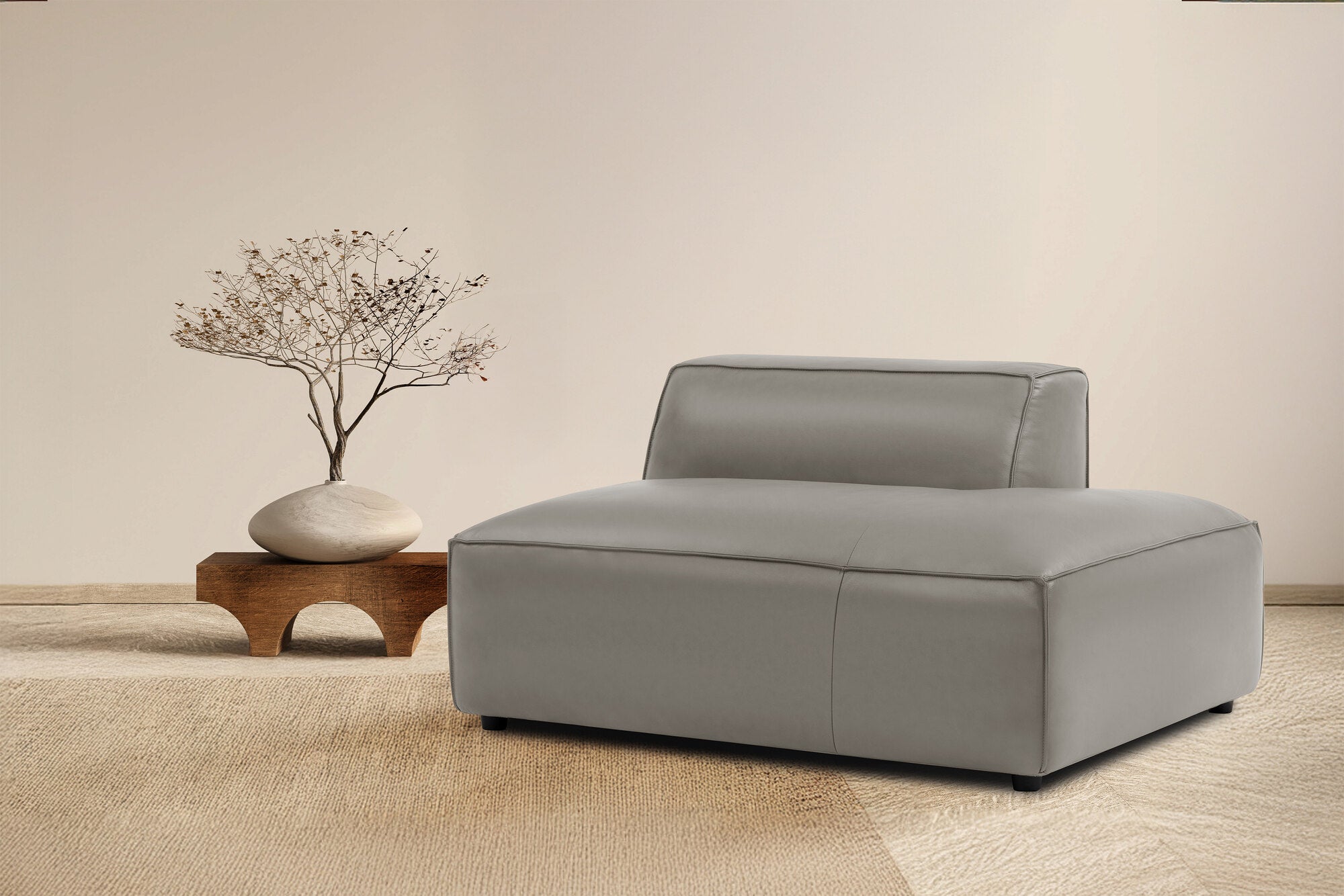 Nathan Leather Right Open-End Sofa Module