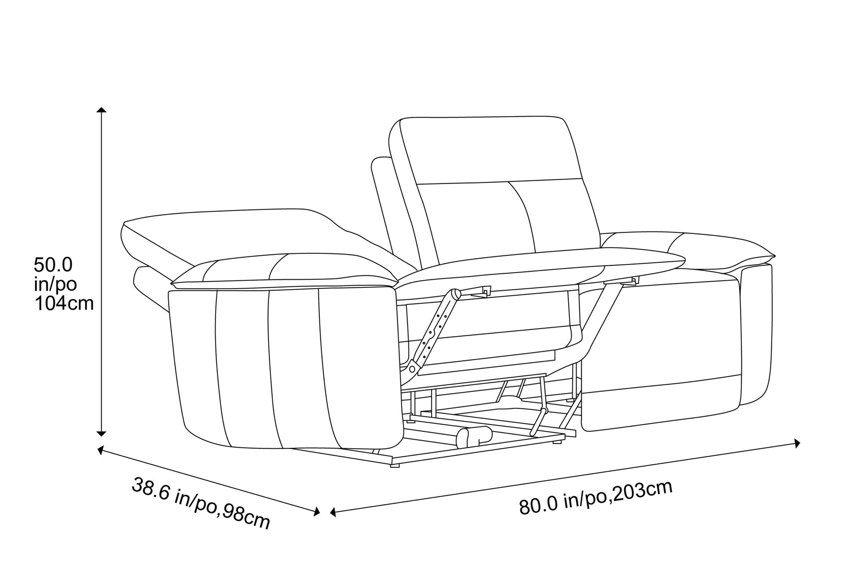 Nero Leather Dual Recliner Loveseat Sofa