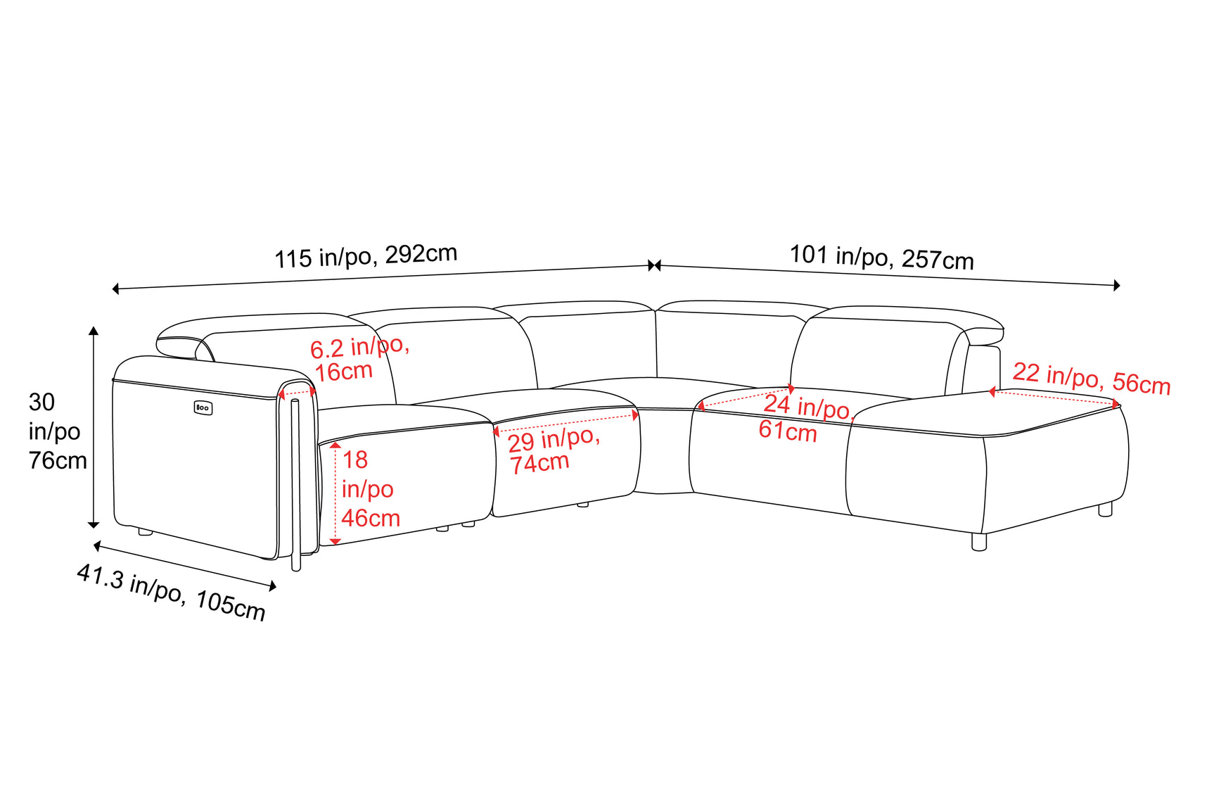 Octavia Fabric Reclining Corner Sectional Cloud Sofa