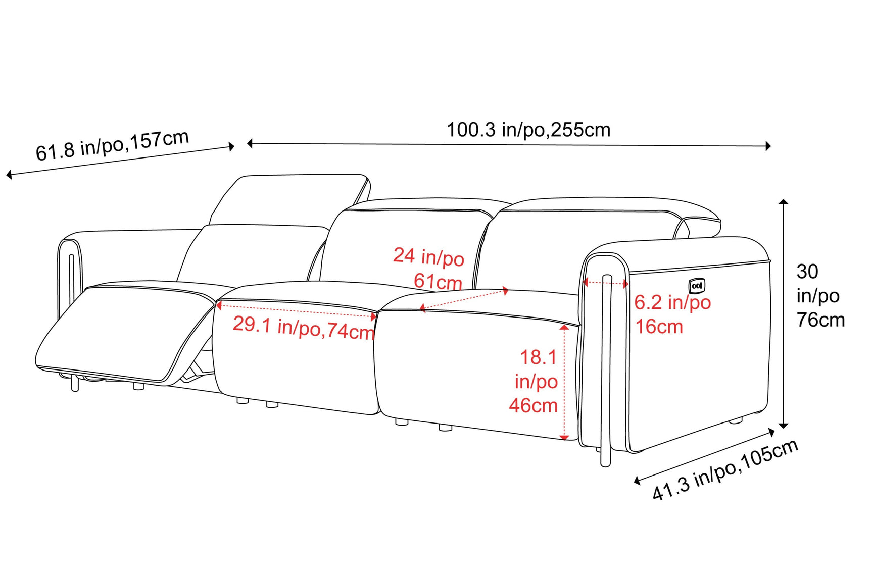 Octavia Fabric Dual Reclining Cloud Sofa