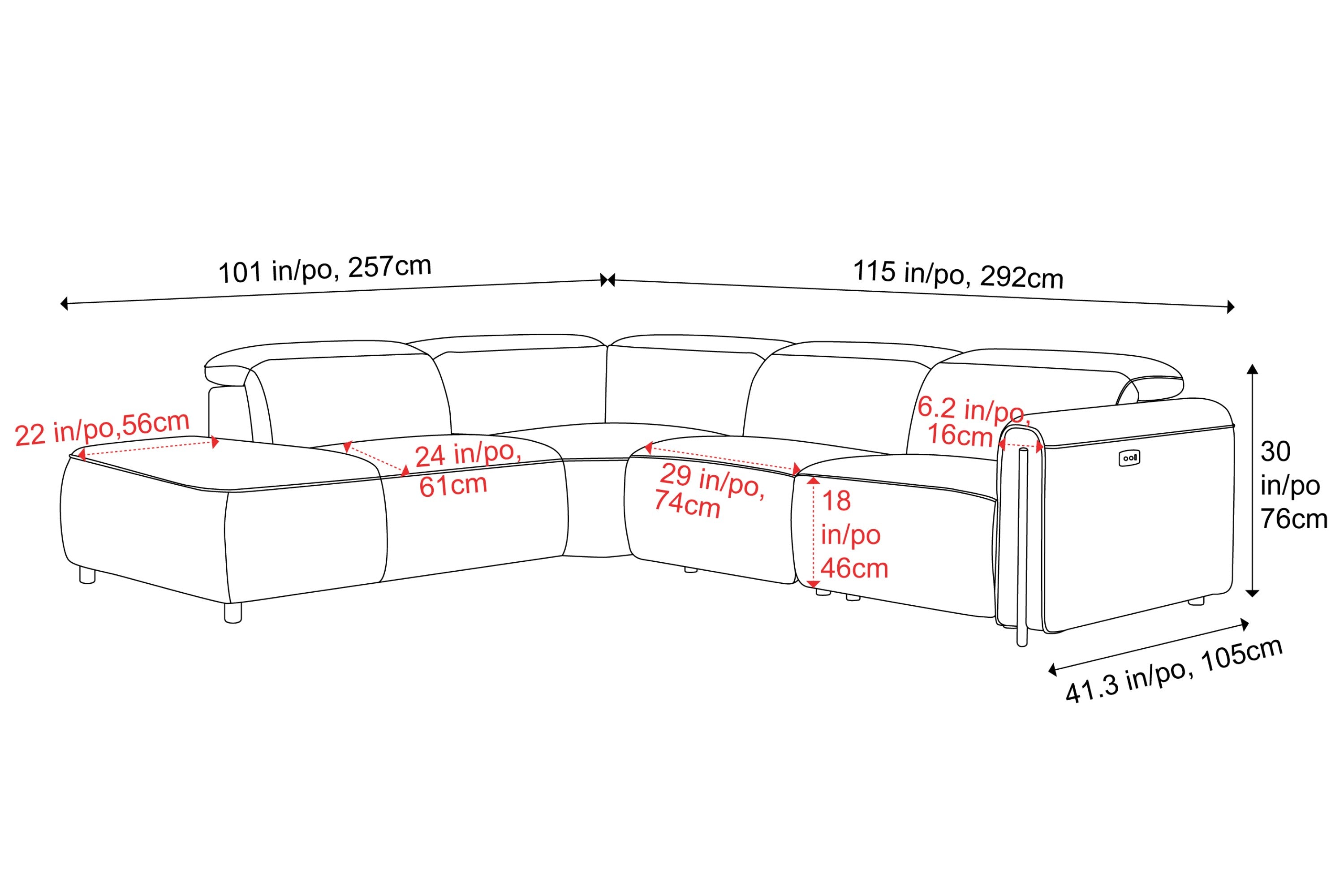 Octavia Fabric Reclining Corner Sectional Cloud Sofa