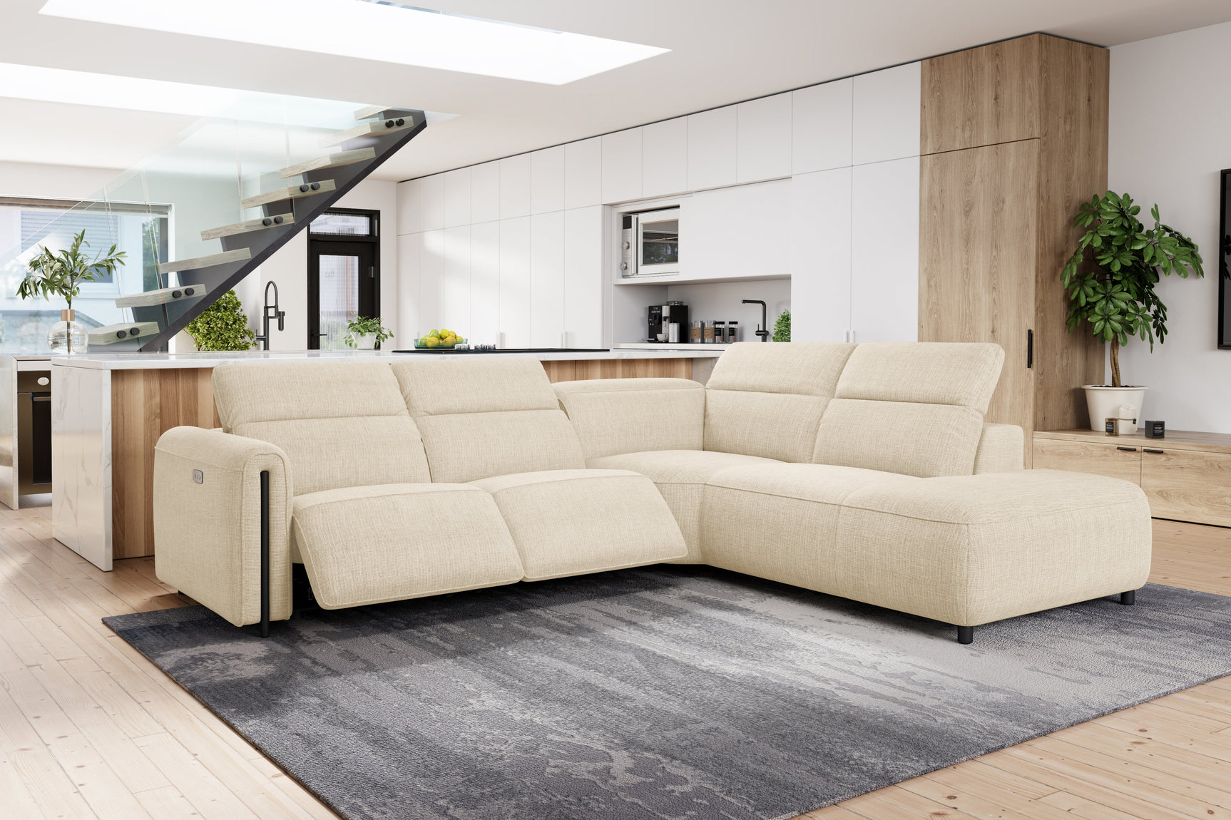 Octavia Fabric Reclining Corner Sectional Cloud Sofa