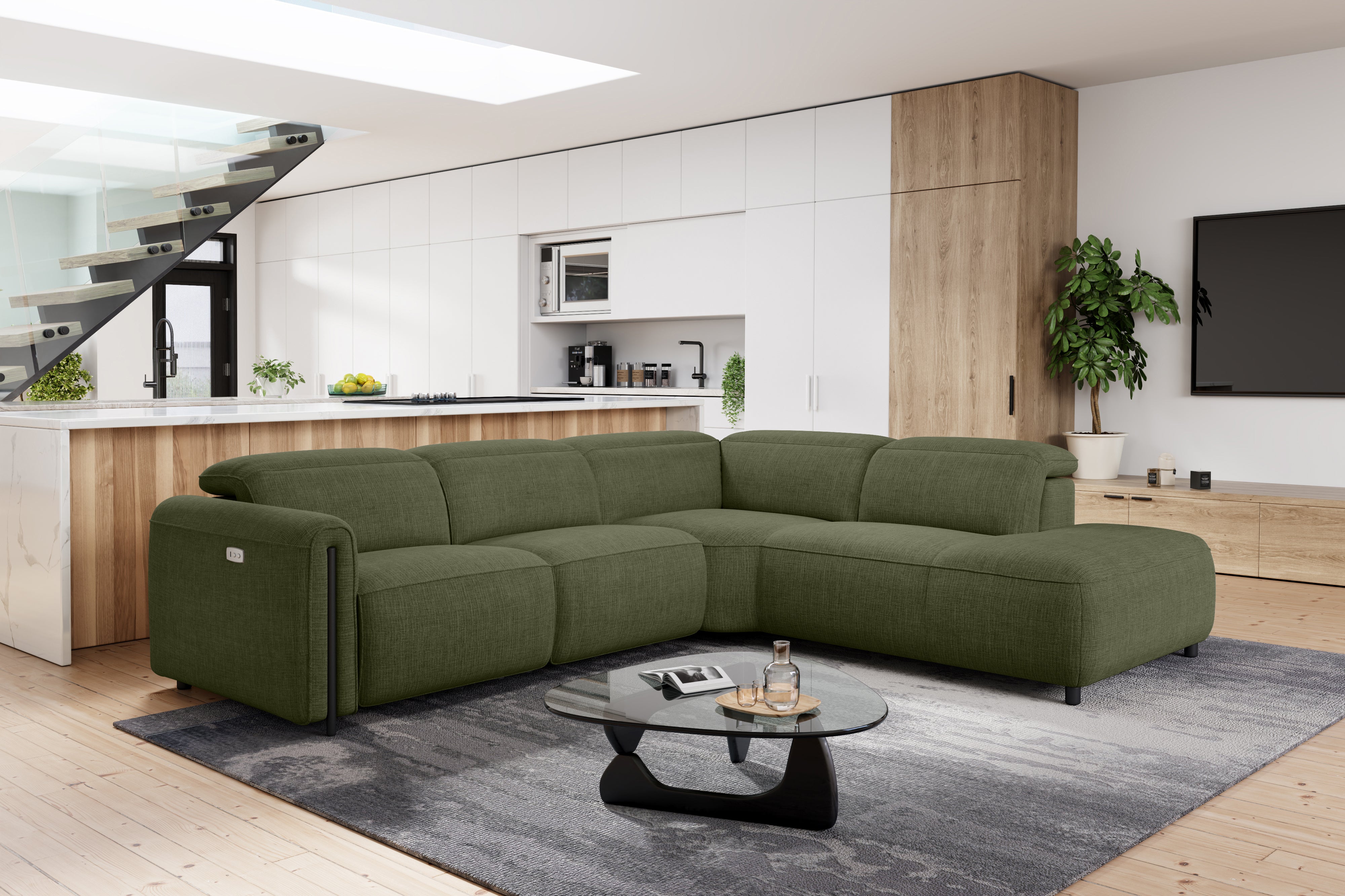 Octavia Fabric Reclining Corner Sectional Cloud Sofa