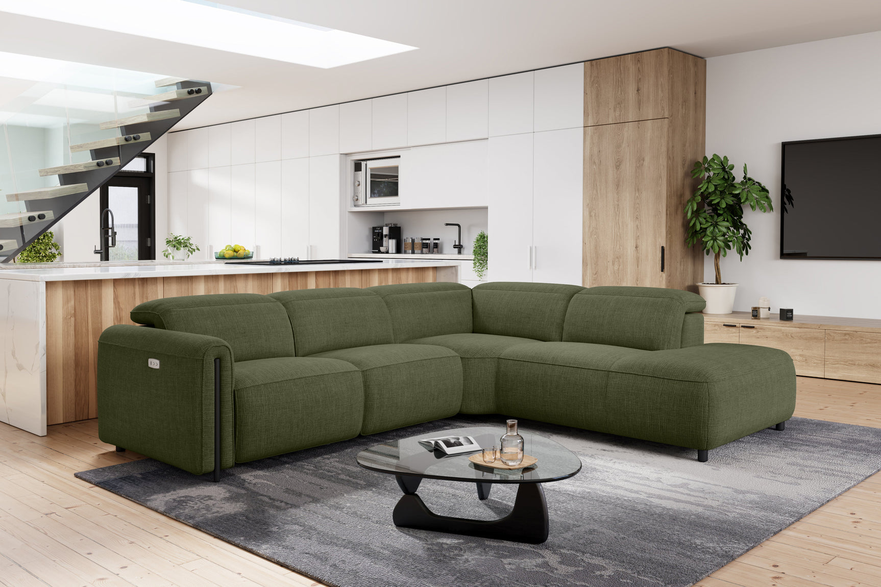 Octavia Fabric Reclining Corner Sectional Cloud Sofa
