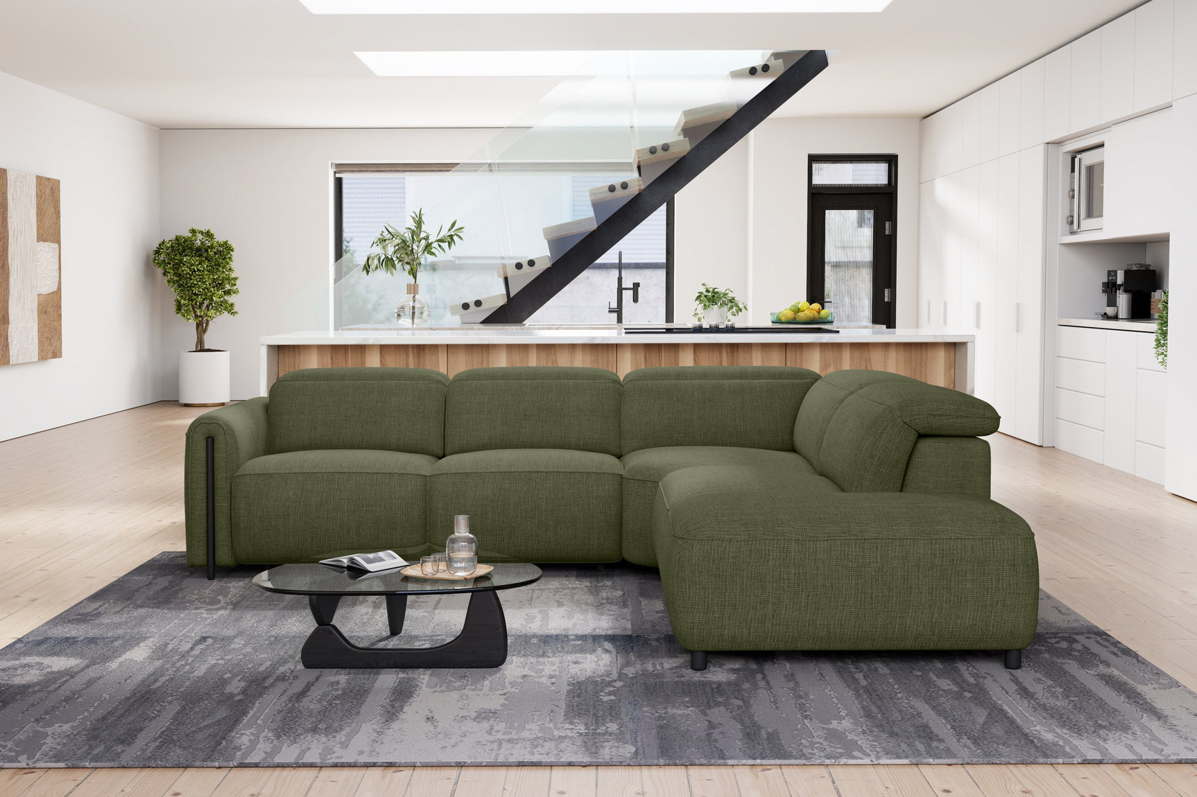 Octavia Fabric Reclining Corner Sectional Cloud Sofa