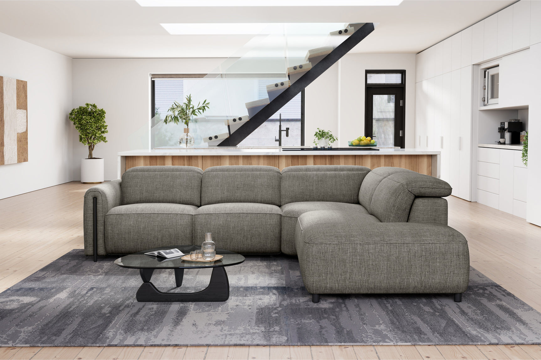 Octavia Fabric Reclining Corner Sectional Cloud Sofa