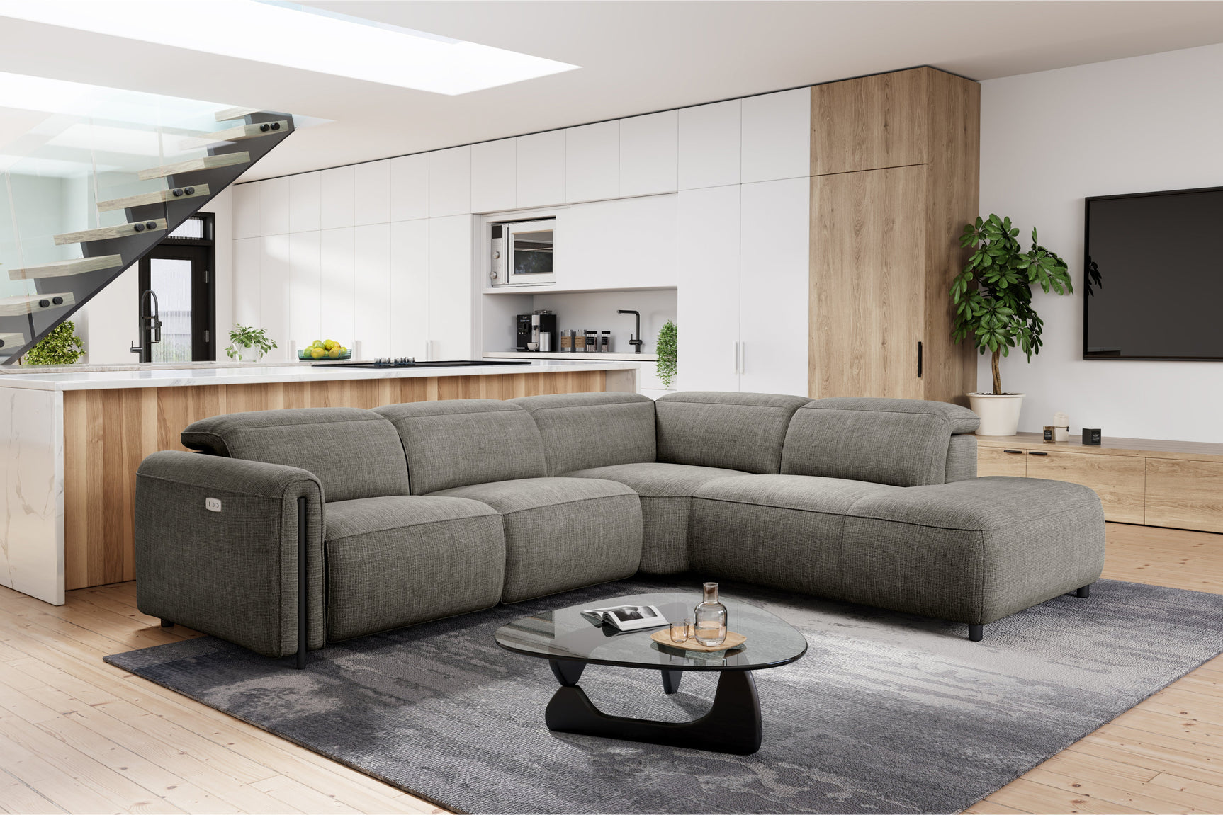 Octavia Fabric Reclining Corner Sectional Cloud Sofa