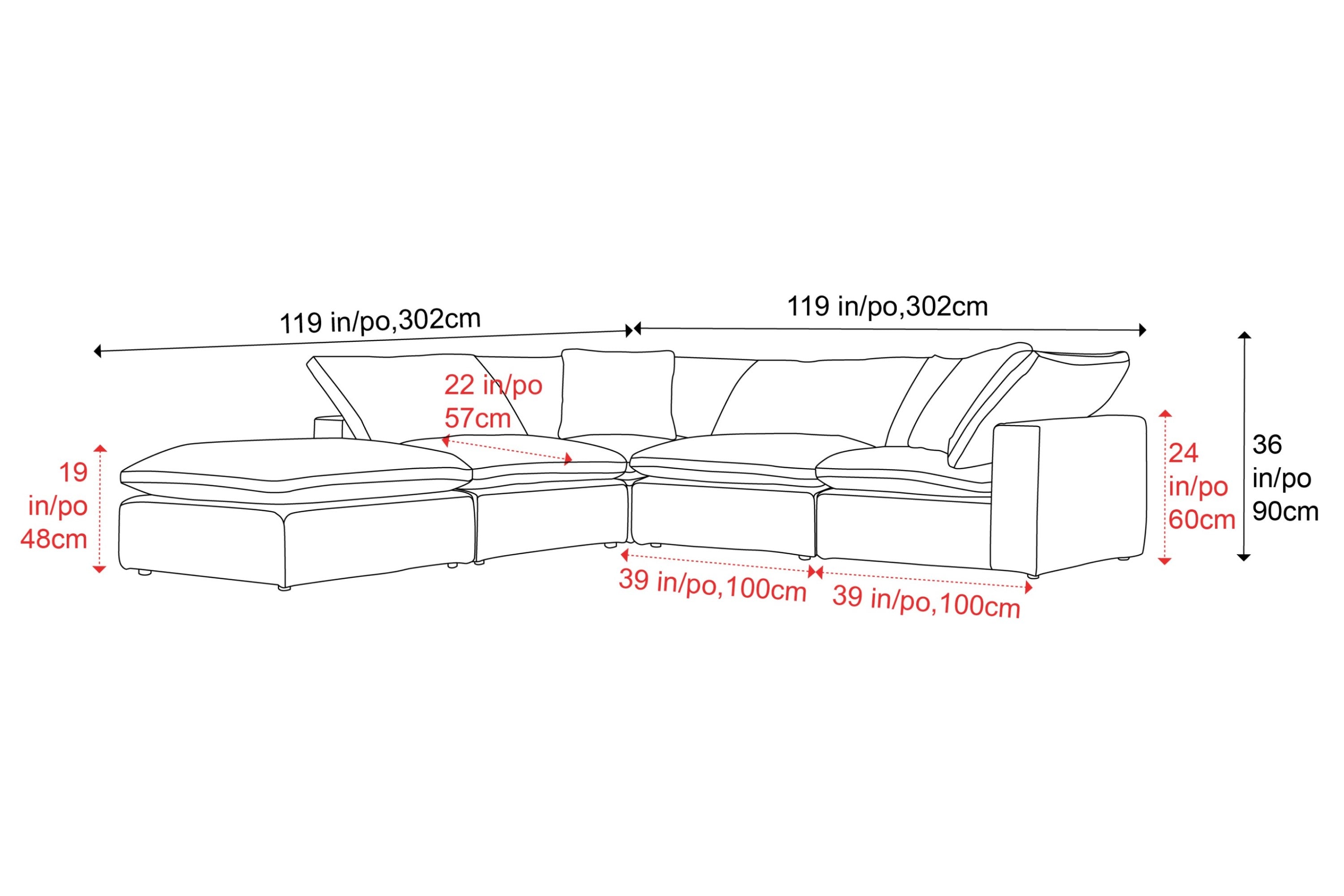 Ophelia Fabric Modular Sectional Sofa