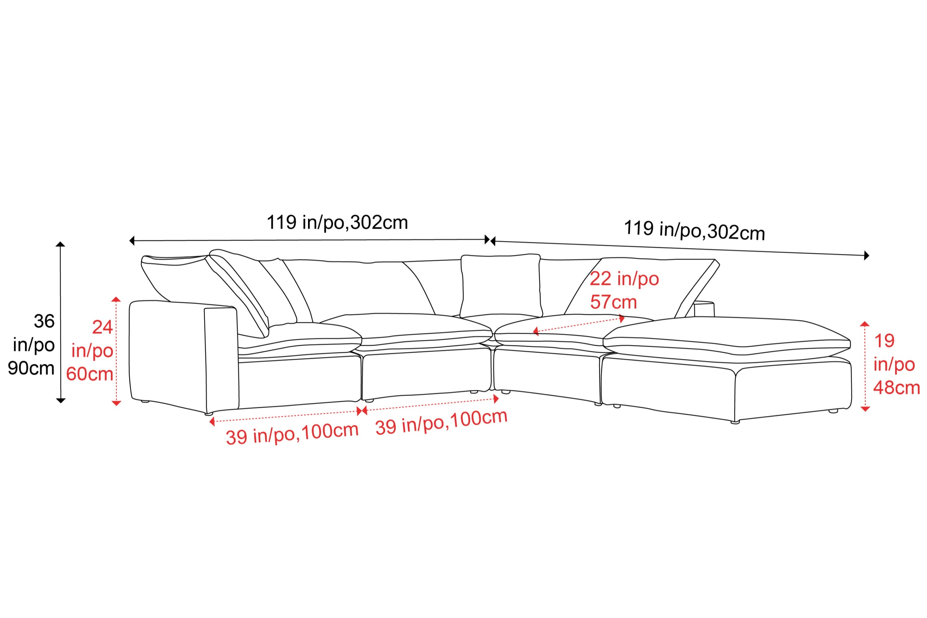 Ophelia Fabric Modular Sectional Sofa