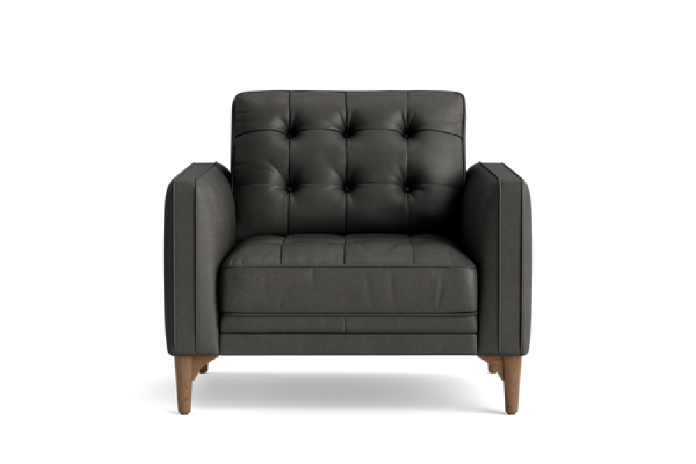 Valencia Penney Top Grain Leather Accent Chair, Dark Grey