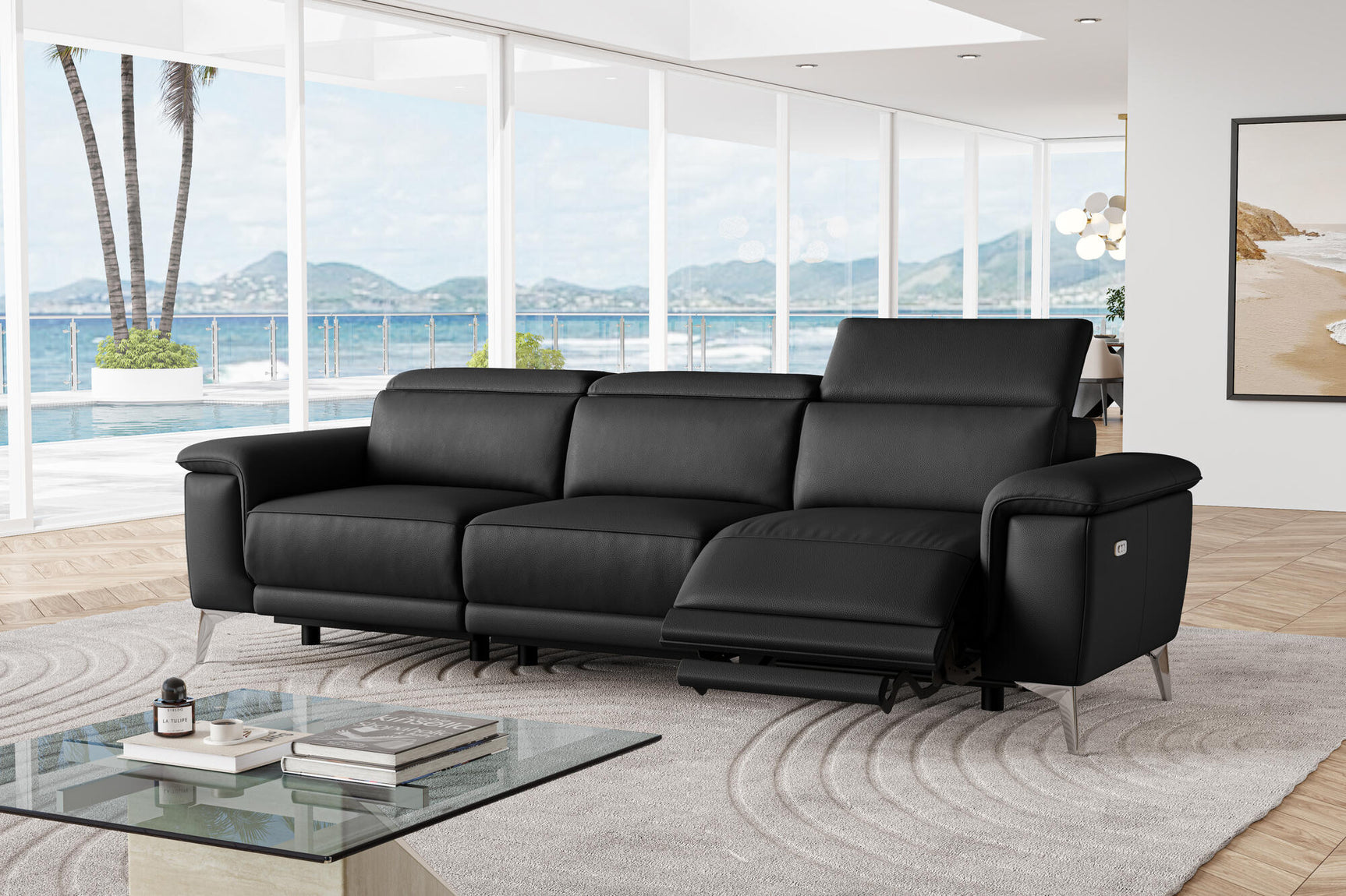 Pista Leather Reclining Sofa