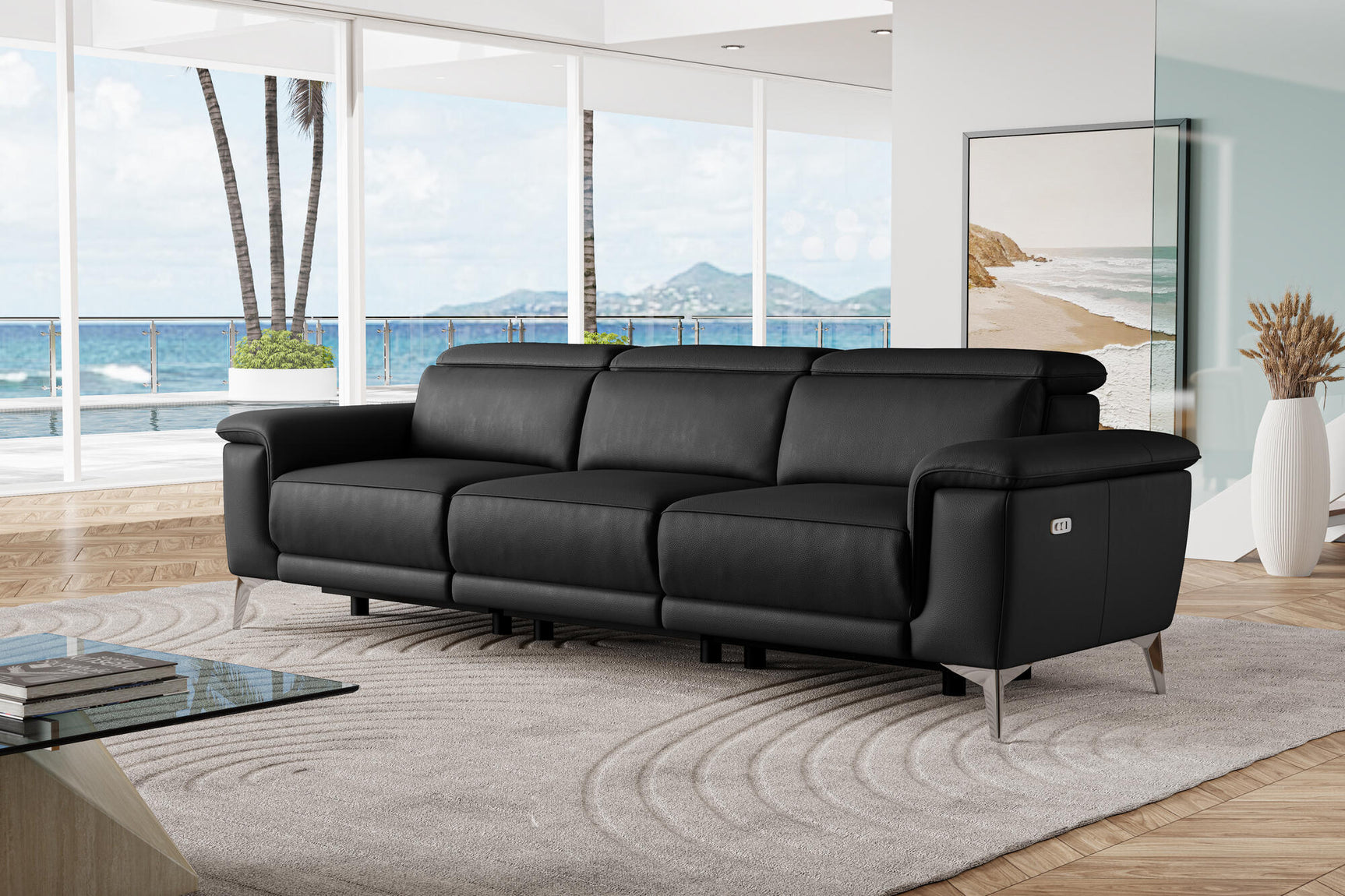 Pista Leather Reclining Sofa
