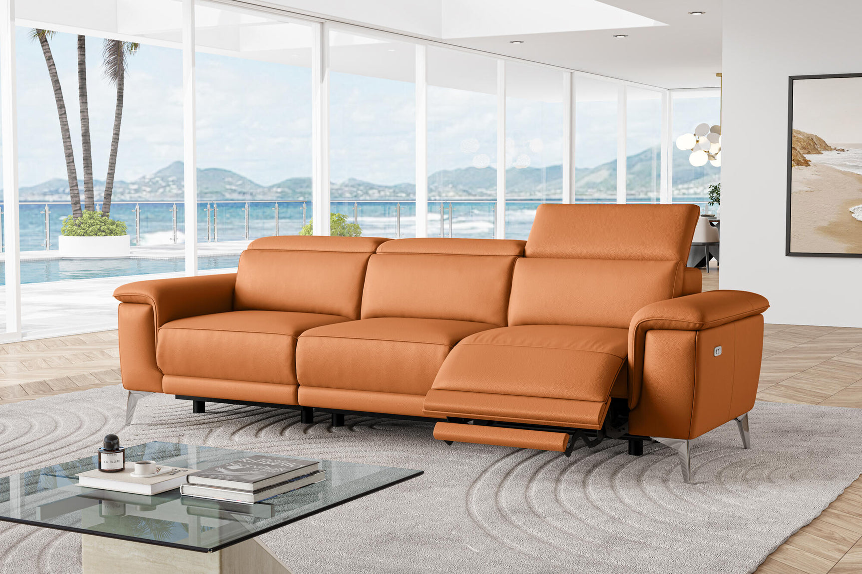 Pista Leather Reclining Sofa