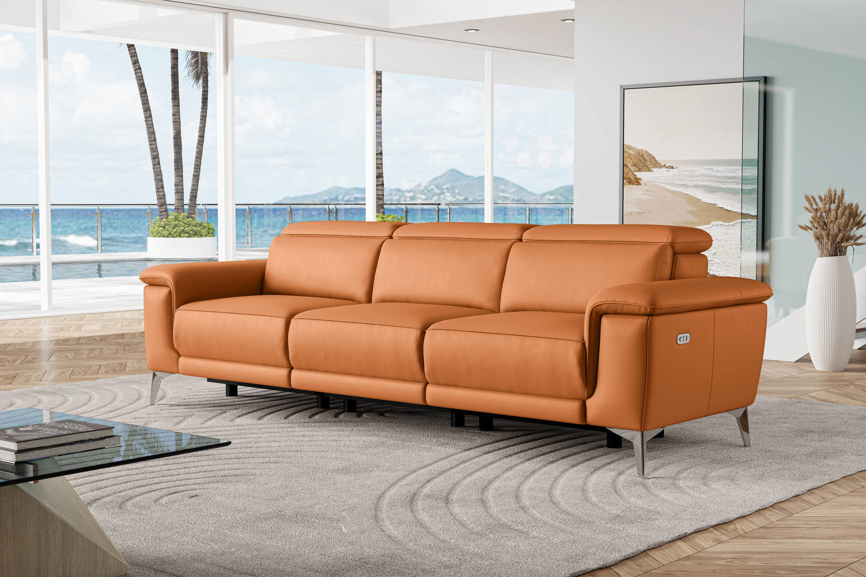 Pista Leather Reclining Sofa