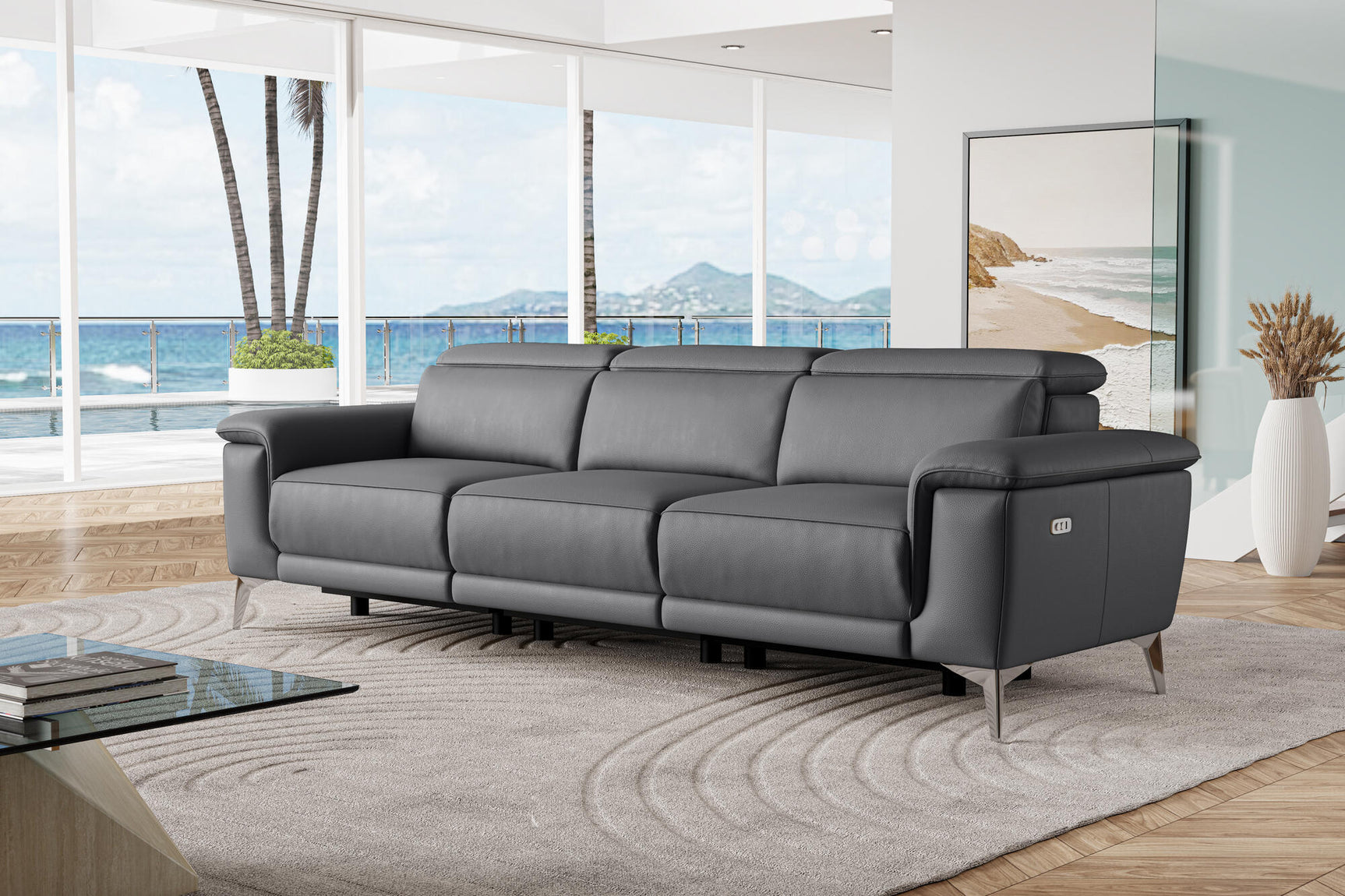 Pista Leather Reclining Sofa